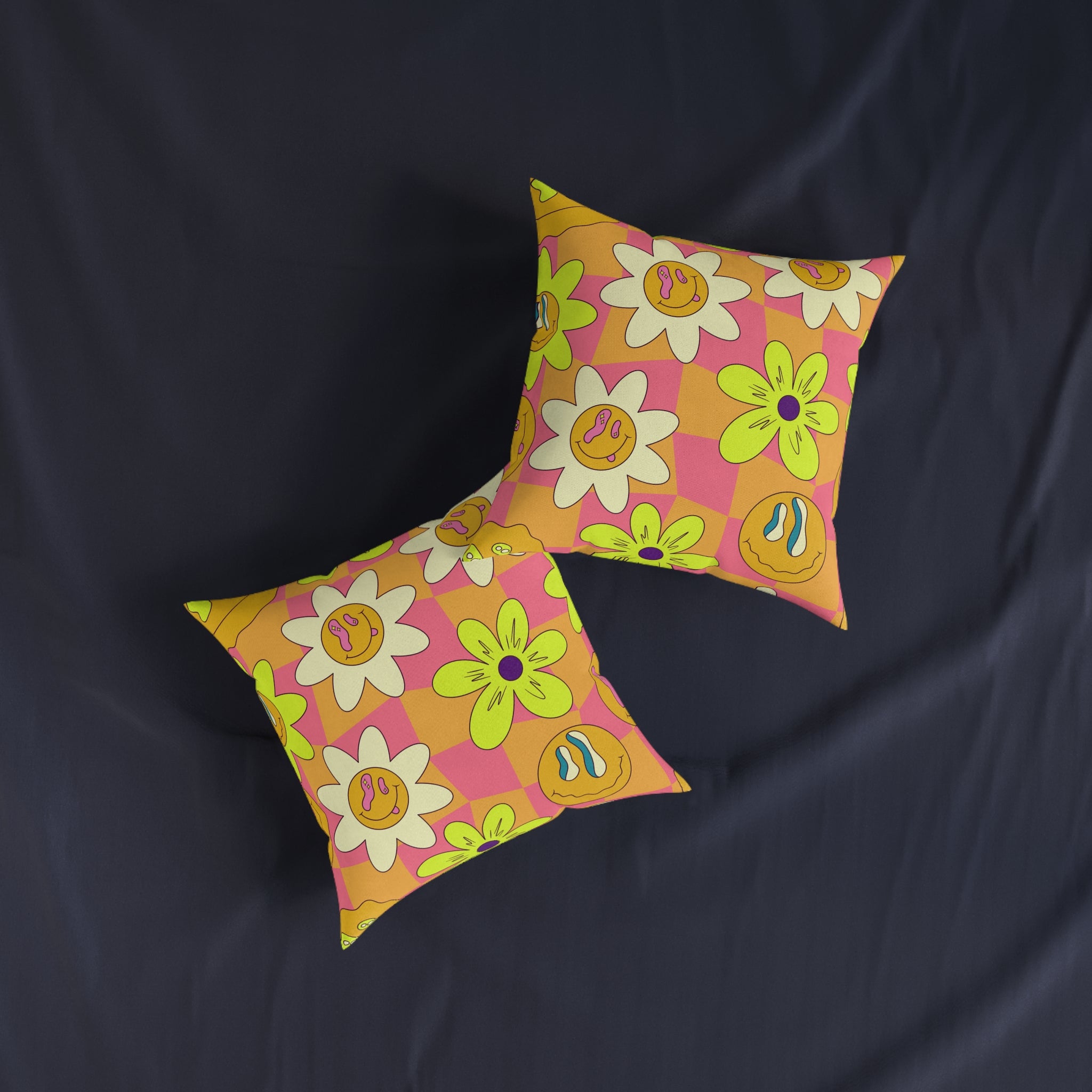Trippy Sour Face Rave Square Pillow, Artsulli - Art is Long, Life is Short, Home Decor, , , , , , , 