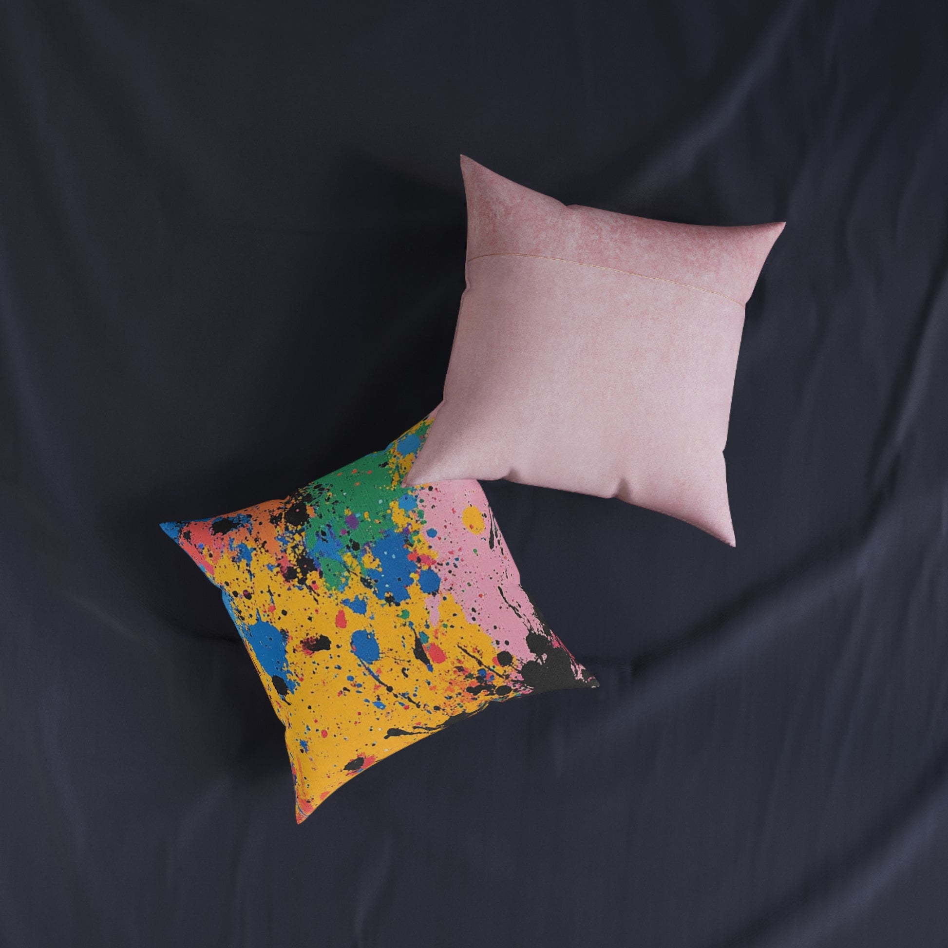 The Colors Of Paint Splatter Square Pillow - Pink Back, Artsulli - Art is Long, Life is Short, Home Decor, , , , , , , 