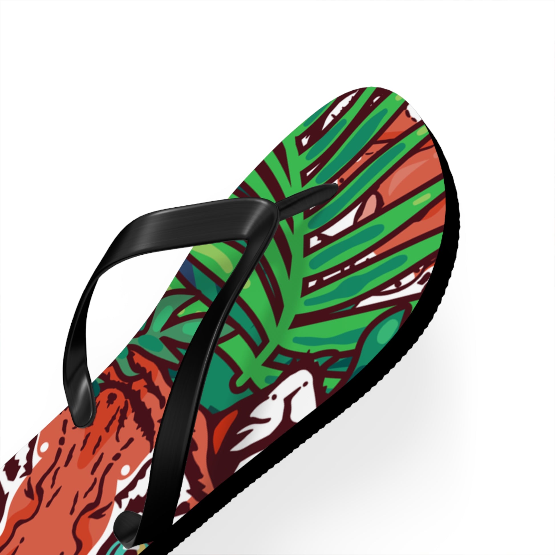 Tropical Jungle Tigers Blue and Green Flip Flops, Artsulli - Art is Long, Life is Short, Shoes, , , , , , , 