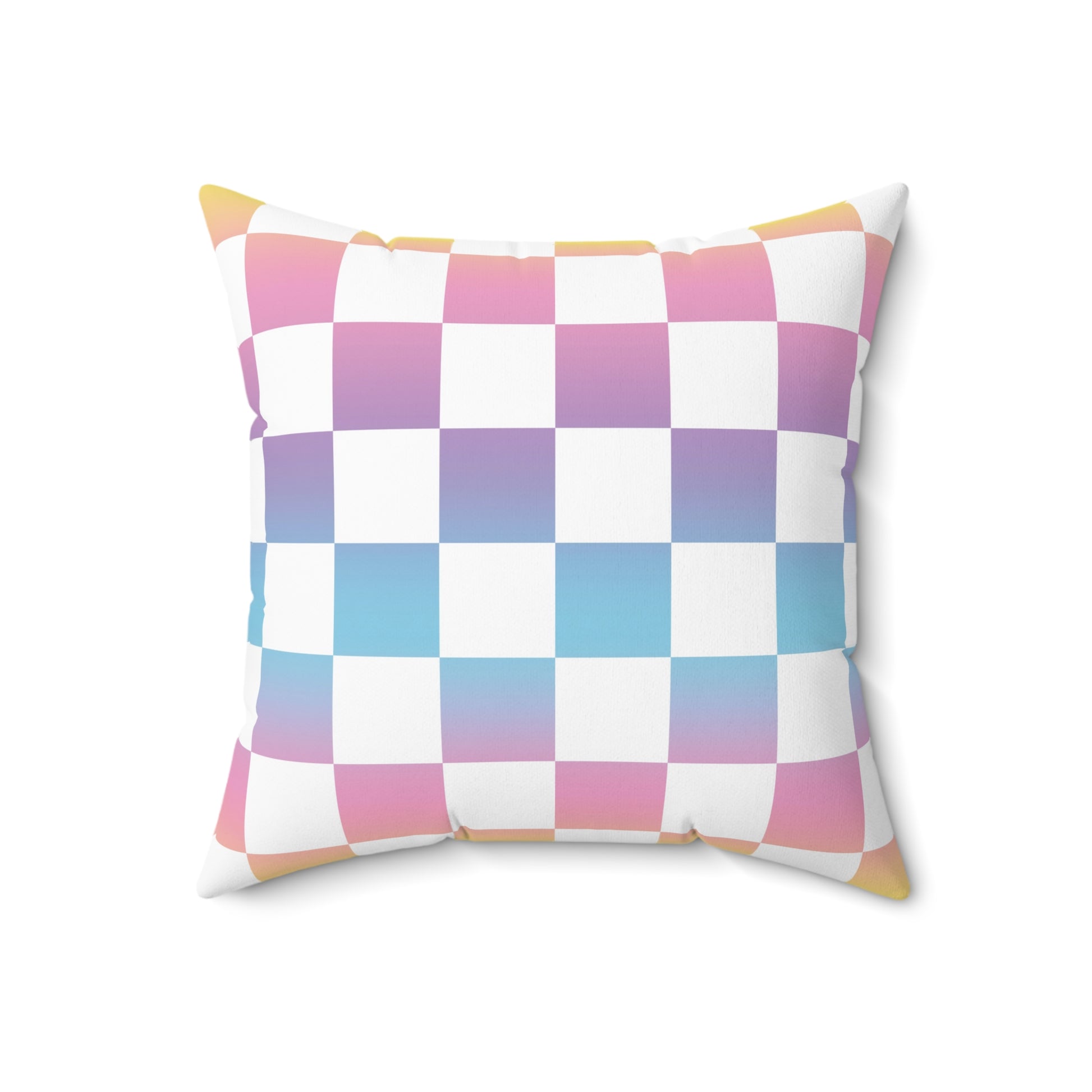 Vaporwave Check Spun Polyester Square Pillow, Artsulli - Art is Long, Life is Short, Home Decor, Size, 18" × 18", , , , , 10611429972502565123