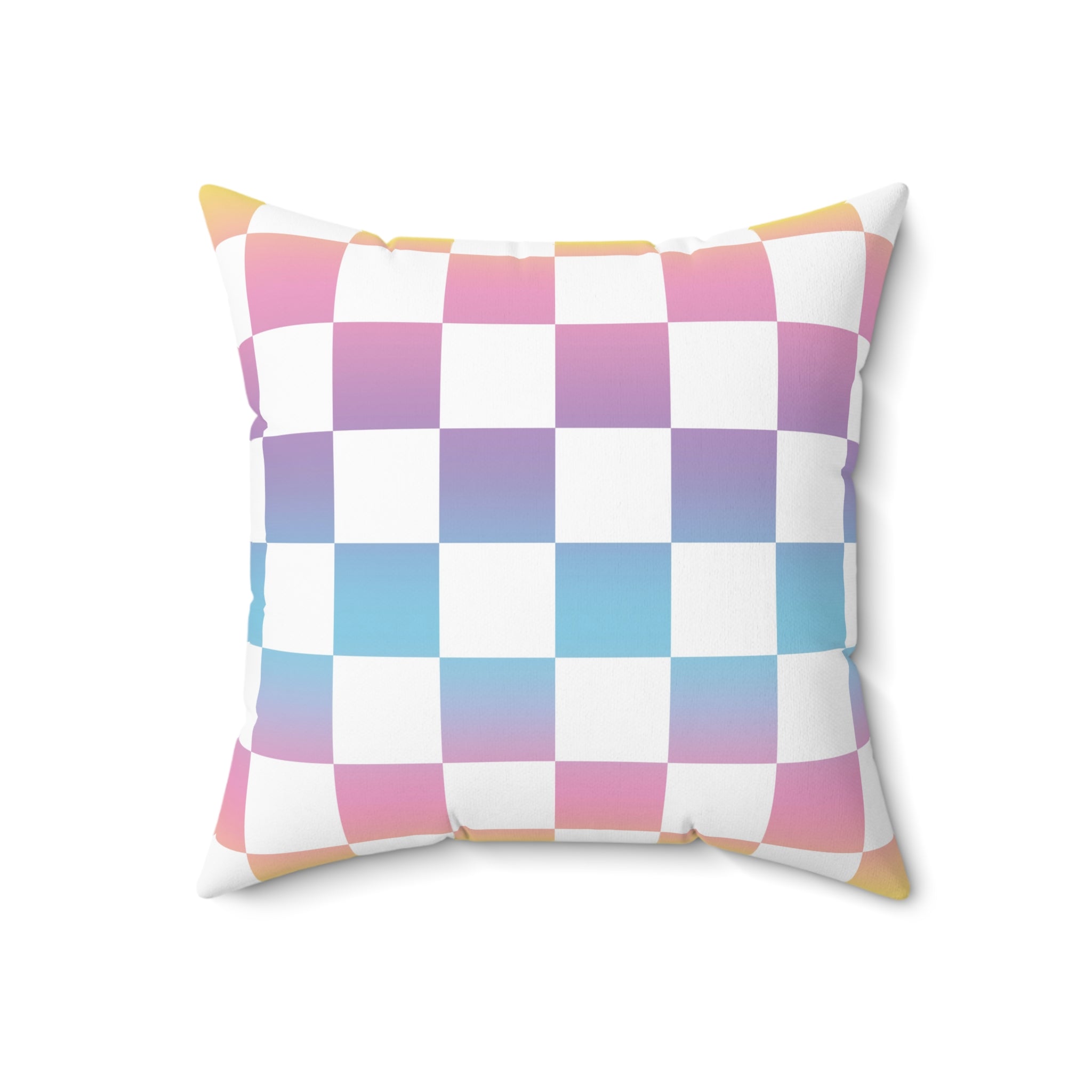 Vaporwave Check Spun Polyester Square Pillow, Artsulli - Art is Long, Life is Short, Home Decor, Size, 18" × 18", , , , , 10611429972502565123