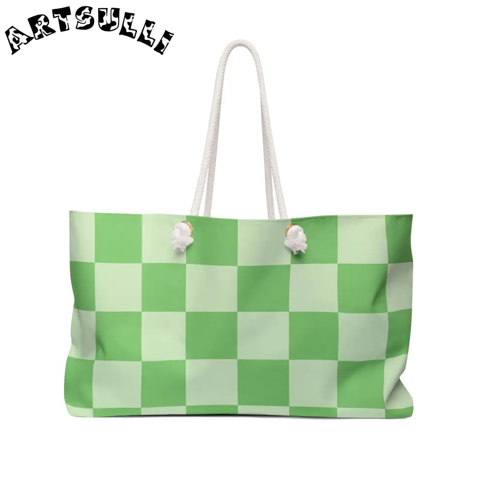 JAKKOUTTHEBXX Checkerboard Green Weekender Bag JAKKOUTTHEBXX