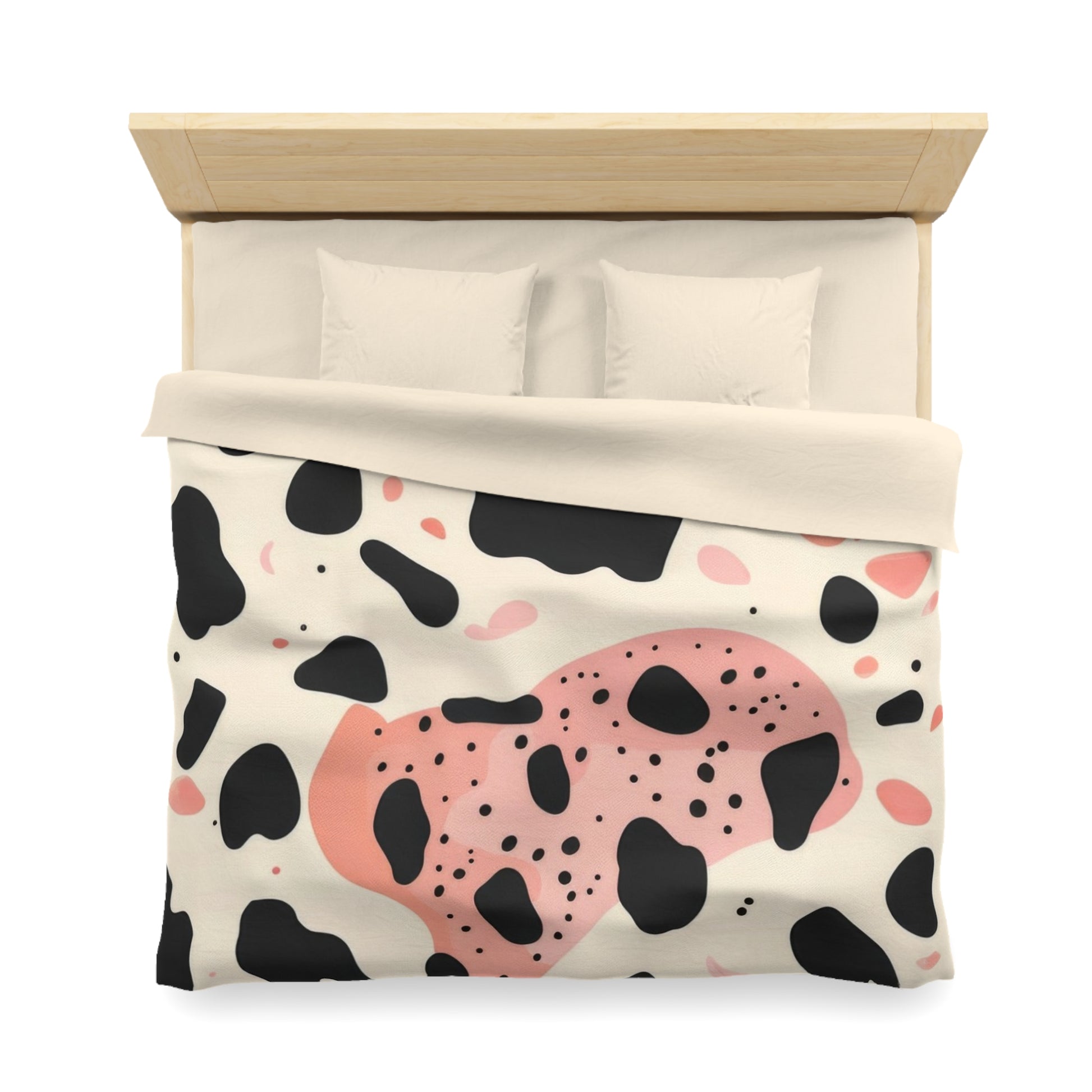 Organic Cow Print Cream and Pink Microfiber Duvet Cover, Artsulli - Art is Long, Life is Short, Home Decor, , , , , , , 