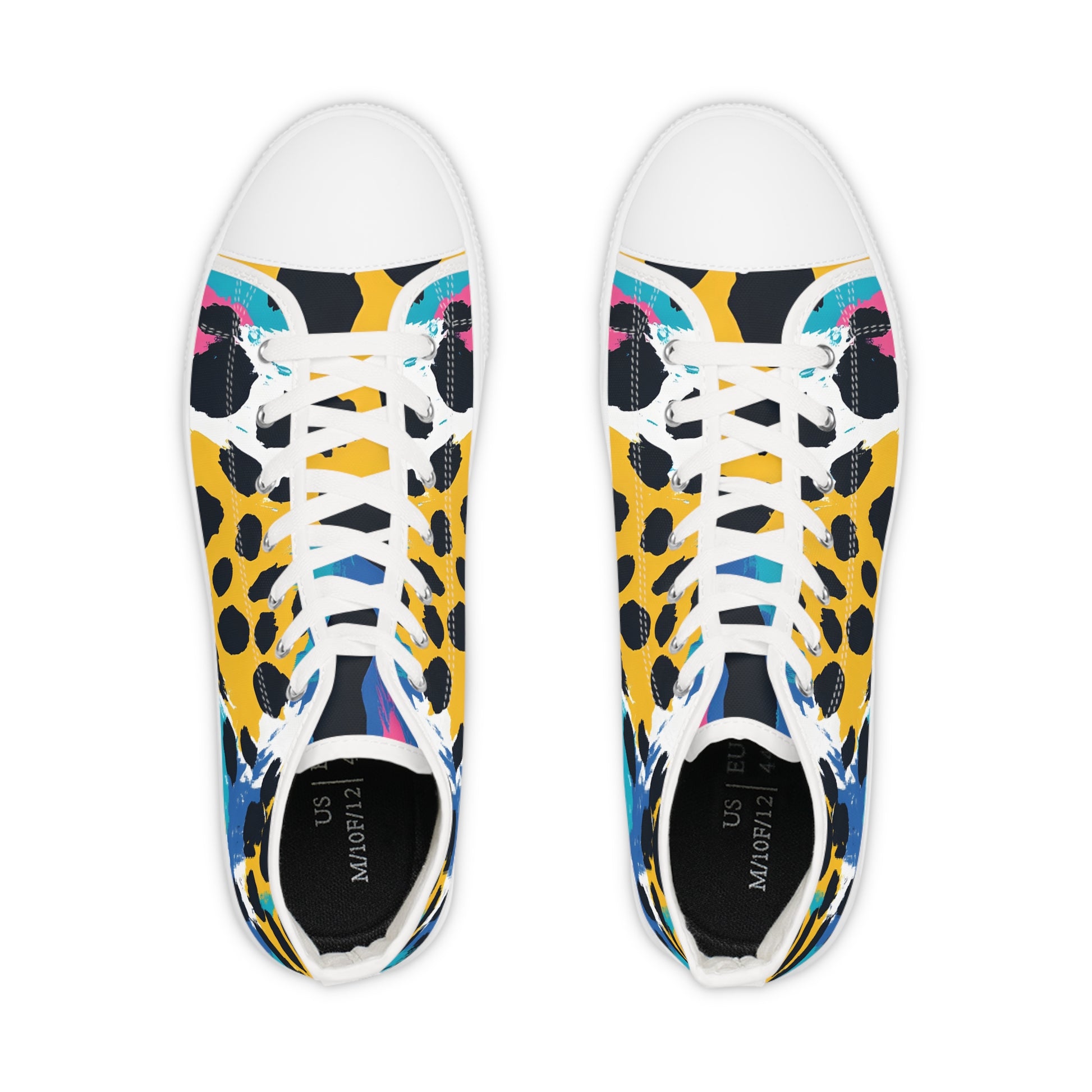 Leopard Print x Paint Brush Strokes Multi-Color Men's High Top Sneakers, Artsulli - Art is Long, Life is Short, Shoes, , , , , , , 