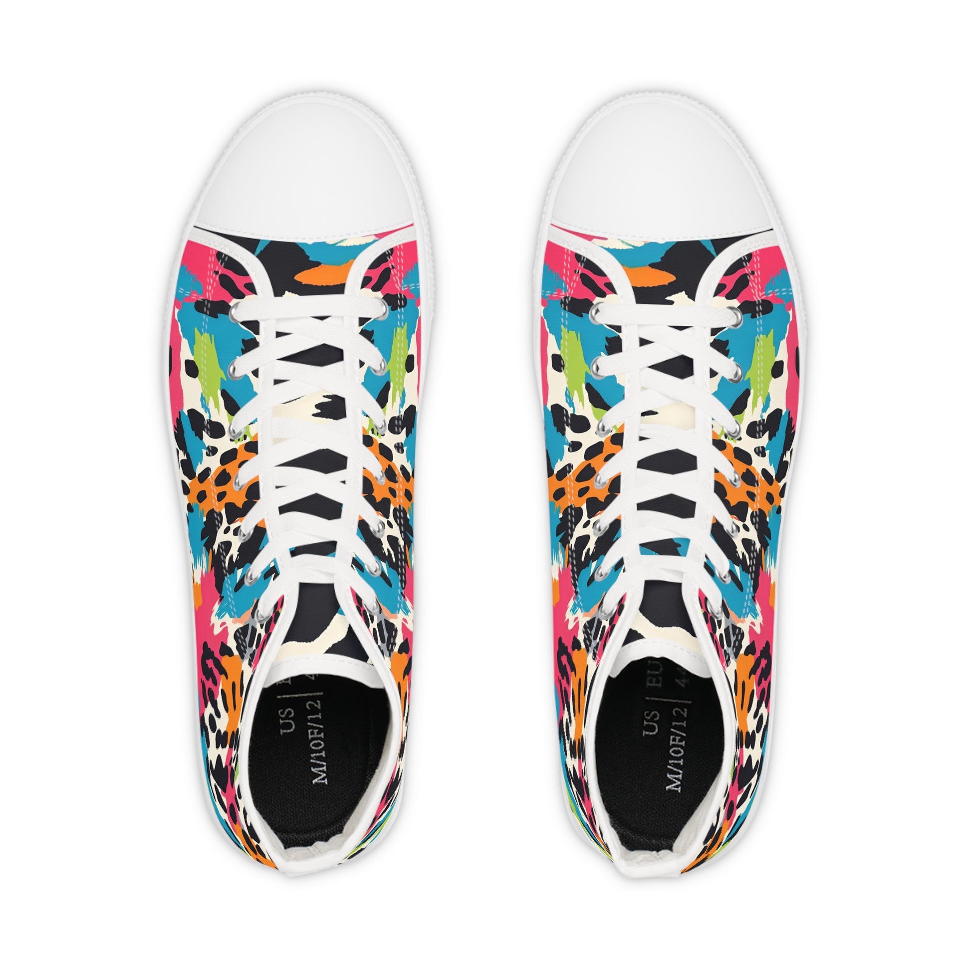 Wild Brush Strokes x Animal Print Multi-Color Men's High Top Sneakers, Artsulli - Art is Long, Life is Short, Shoes, , , , , , , 