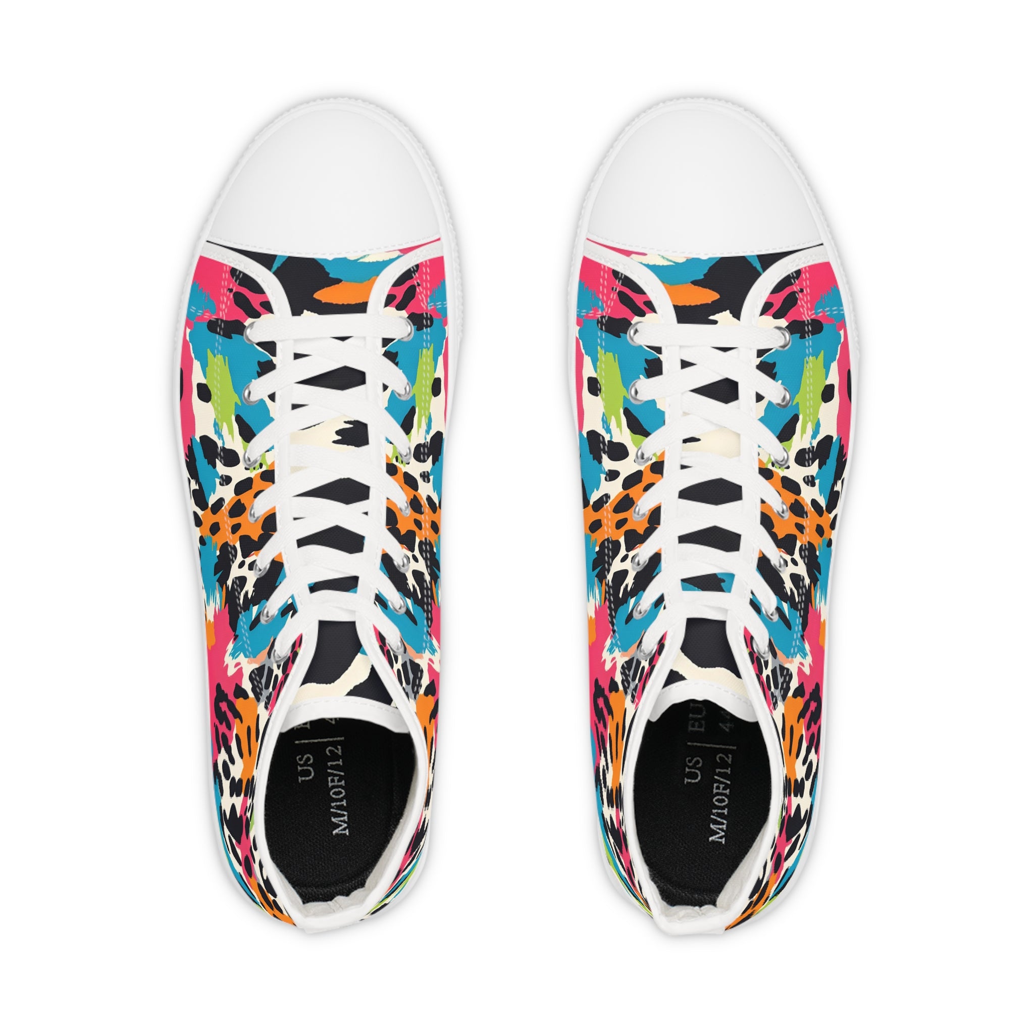 Wild Brush Strokes x Animal Print Multi-Color Men's High Top Sneakers, Artsulli - Art is Long, Life is Short, Shoes, , , , , , , 