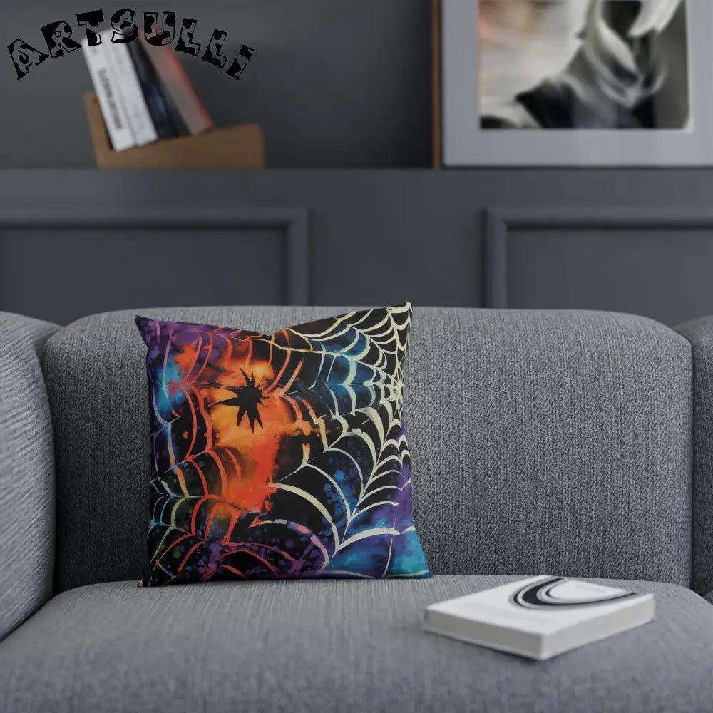 JAKKOUTTHEBXX Spider Web Illustration Printed Halloween Pillow 2025