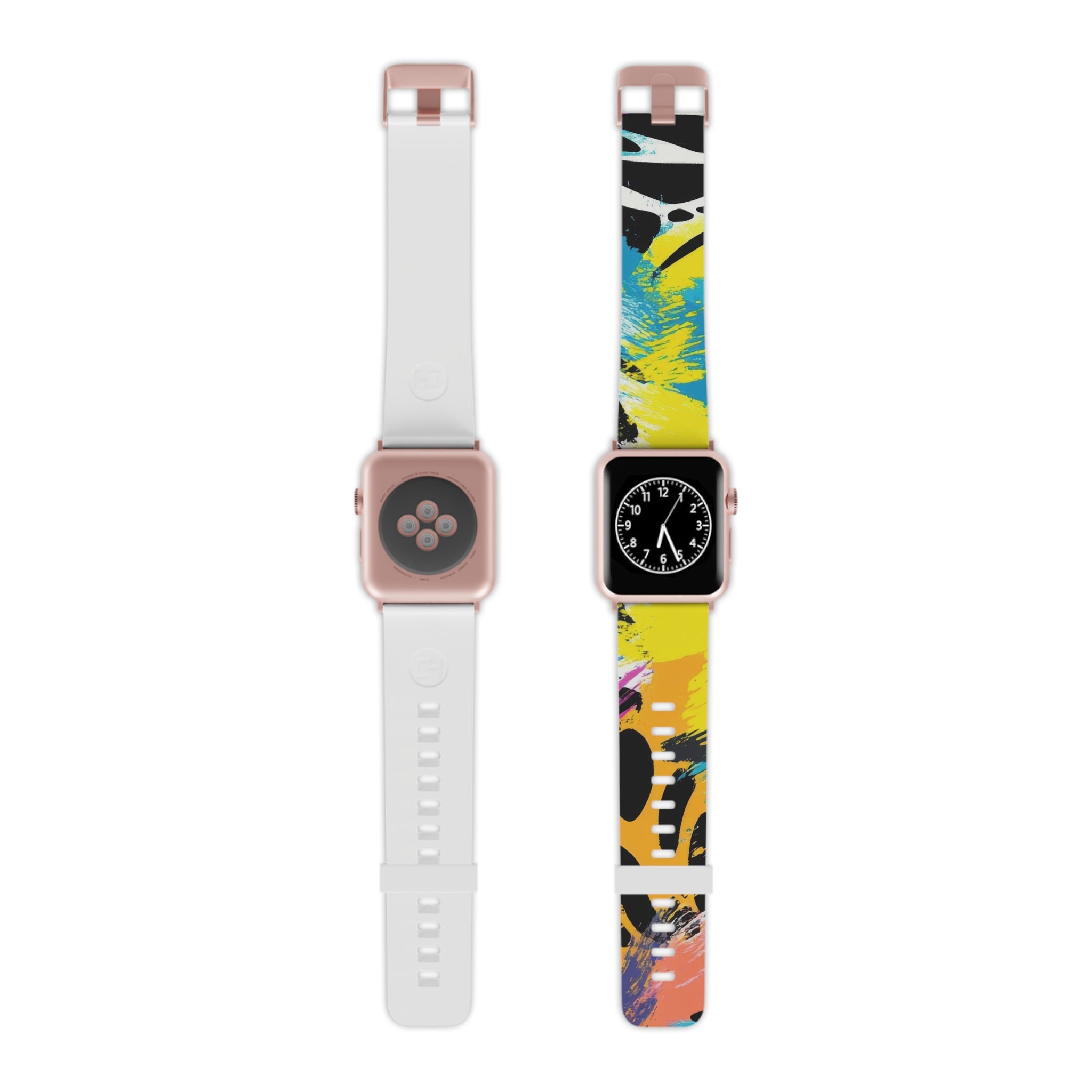 Zebra Stripes x Leopard Print x Paint Splatter Multi-Color Watch Band for Apple Watch, Artsulli - Art is Long, Life is Short, Accessories, Size, 7.5'' × 0.75'' / 38 - 40 mm, Color, Rose Gold, , , 17936852757408