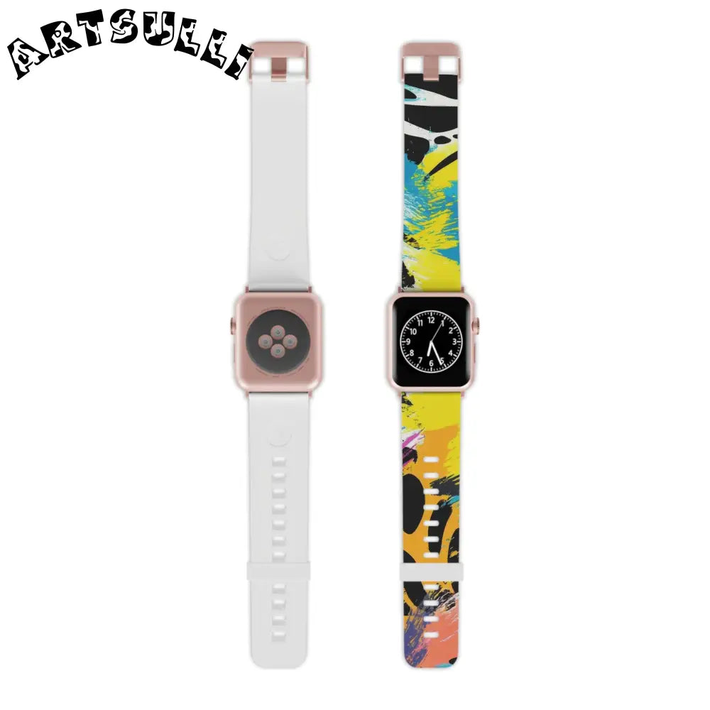 Zebra Stripes x Leopard Print x Paint Splatter Multi-Color Watch Band for Apple Watch, Artsulli - Art is Long, Life is Short, Accessories, Size, 7.5'' × 0.75'' / 38 - 40 mm, Color, Rose Gold, , , 17936852757408