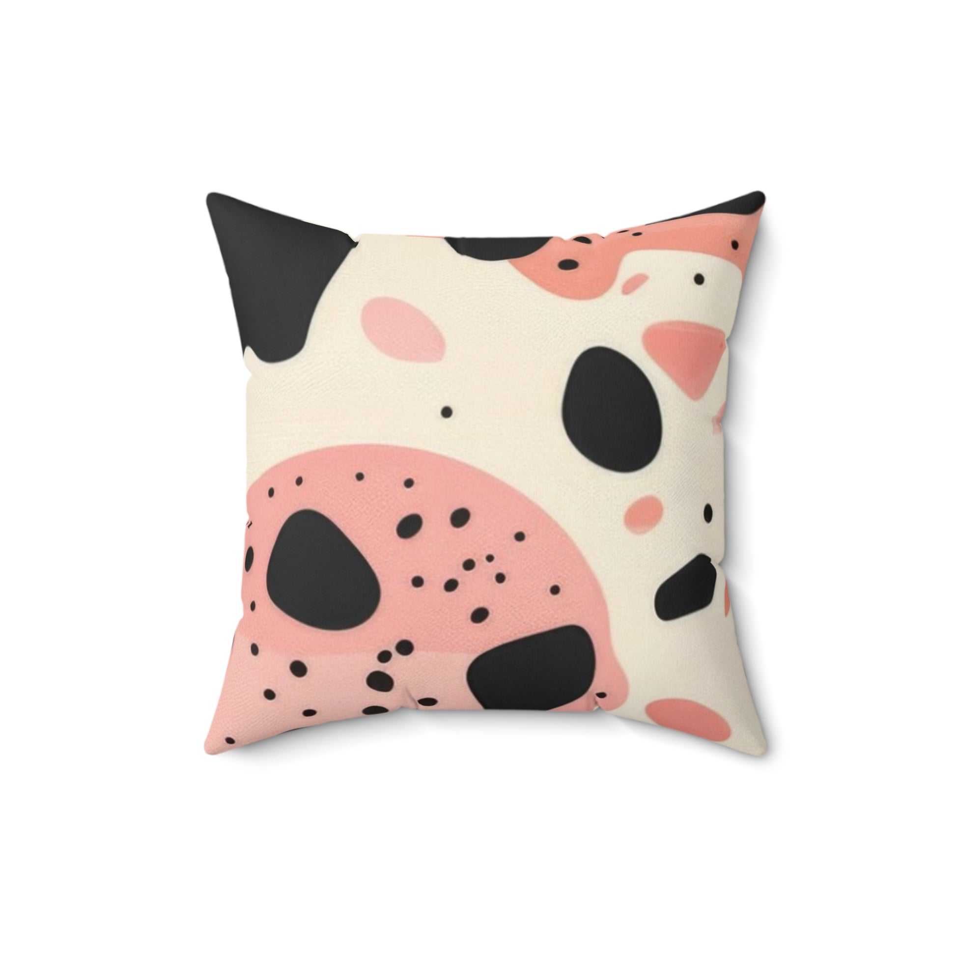 Organic Cow Print Cream and Pink Spun Polyester Square Pillow, Artsulli - Art is Long, Life is Short, Home Decor, , , , , , , 