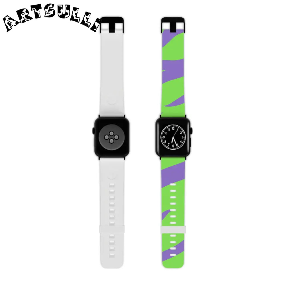 JAKKOUTTHEBXX Tyrannosaurus Print Green and Purple Watch Band