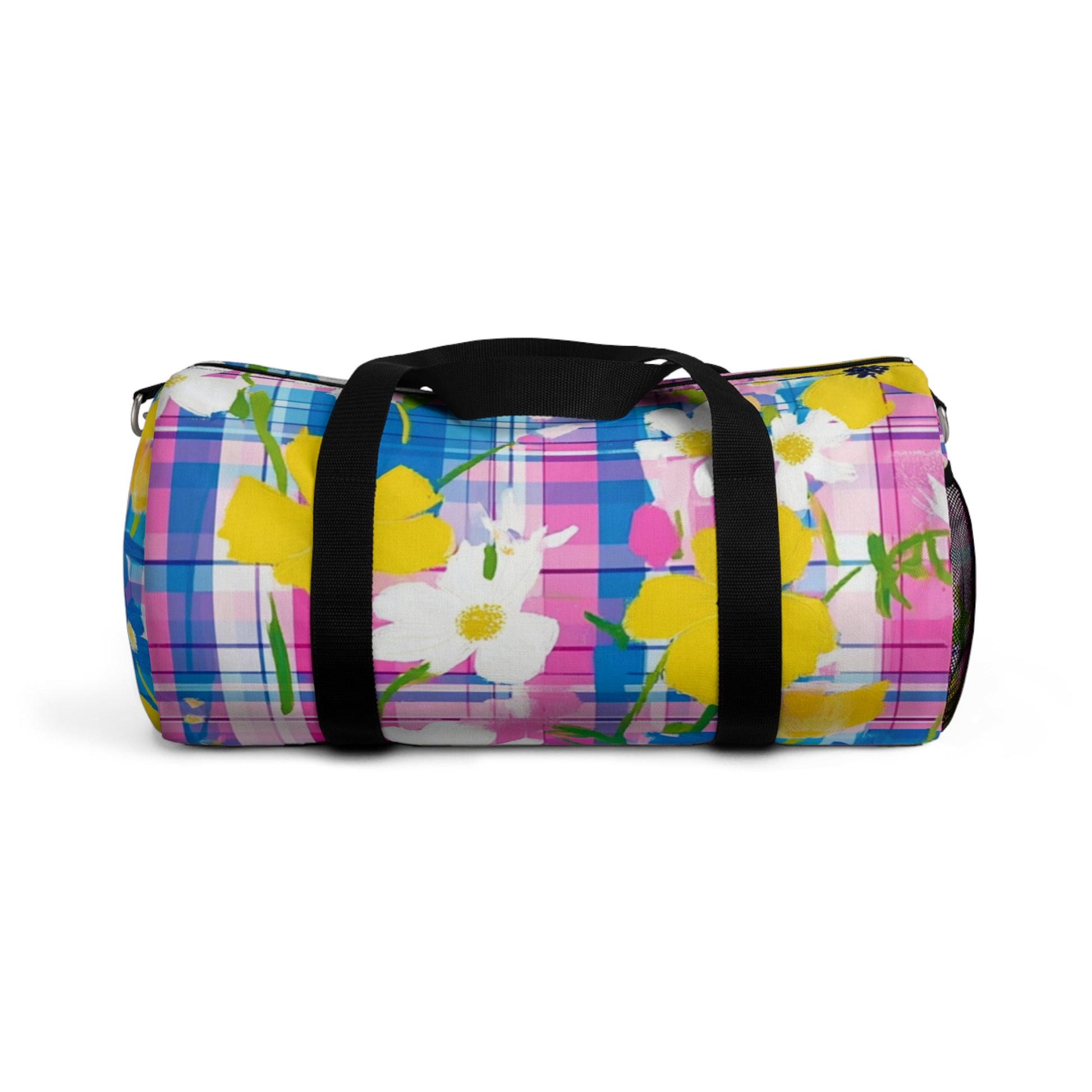 Plaid Garden II Pink and Purple Duffel Bag, Artsulli - Art is Long, Life is Short, Bags, Size, Small, , , , , 91583696787430