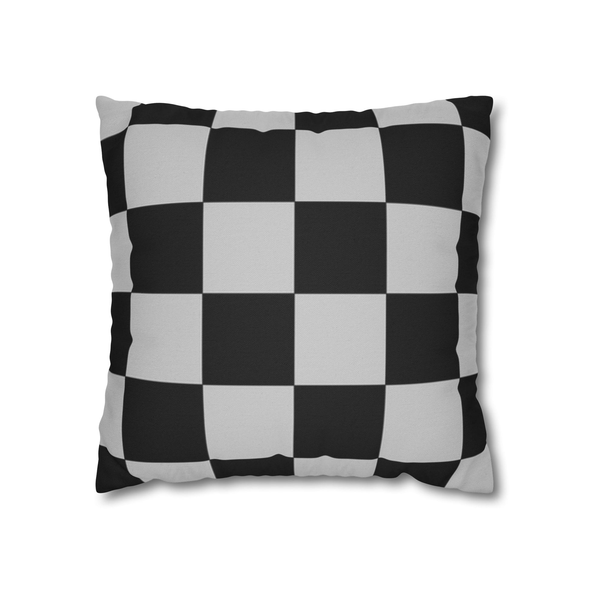 Checkerboard Dada Black and Light Gray Spun Polyester Square Pillowcase, Artsulli - Art is Long, Life is Short, Home Decor, Size, 16" × 16", , , , , 27137601465727307170