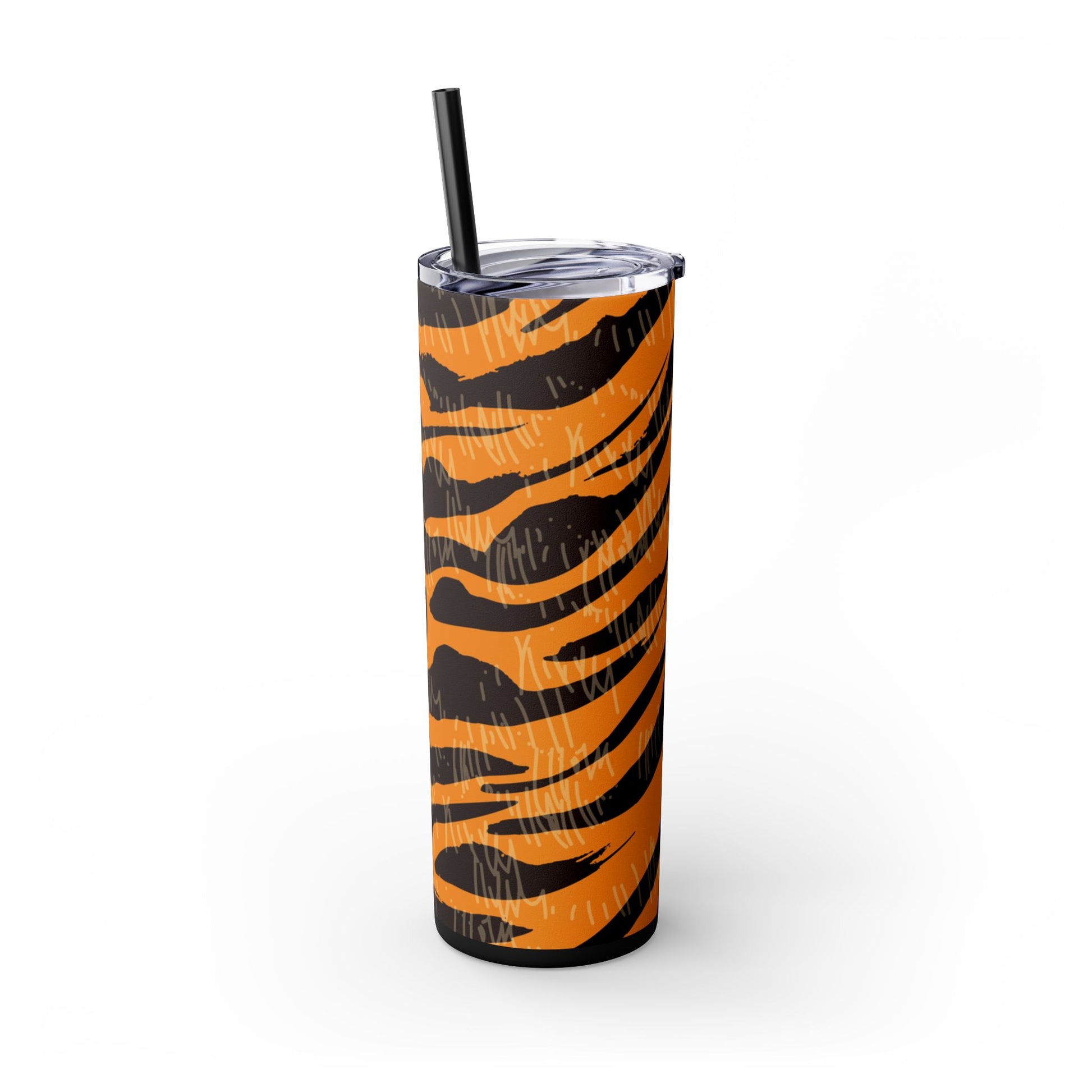 Tiger Scratches Orange & Black Skinny Tumbler with Straw, 20oz, Artsulli - Art is Long, Life is Short, Mug, , , , , , , 