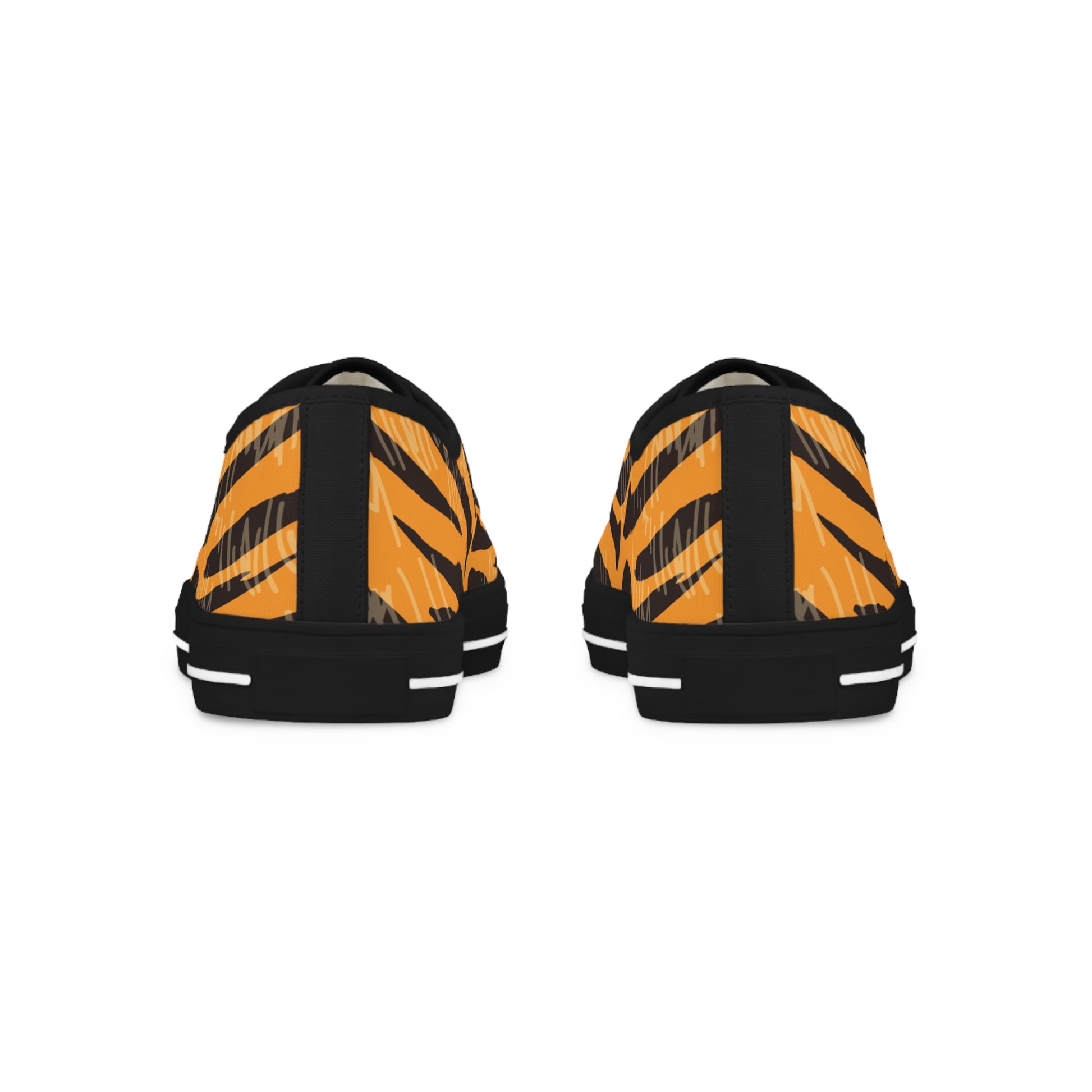 Tiger Scratches Orange and Black Men's Low Top Sneakers, Artsulli - Art is Long, Life is Short, Shoes, , , , , , , 