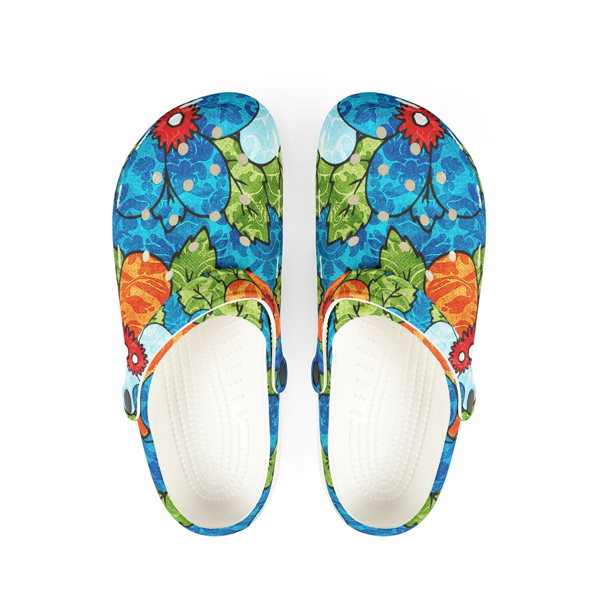 Blue Orange Groovy EVA Foam Rubber Shoes (AOP), Artsulli - Art is Long, Life is Short, Shoes, Size, US 6 (Women's), Color, White, , , 19641795826369142383
