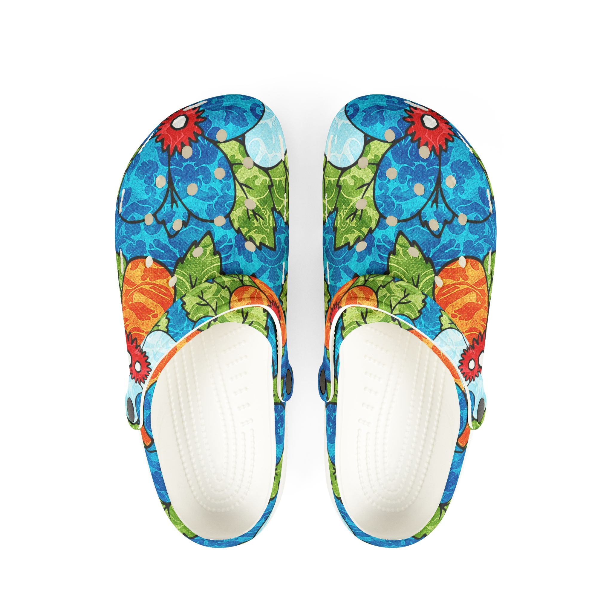 Blue Orange Groovy EVA Foam Rubber Shoes (AOP), Artsulli - Art is Long, Life is Short, Shoes, Size, US 6 (Women's), Color, White, , , 19641795826369142383
