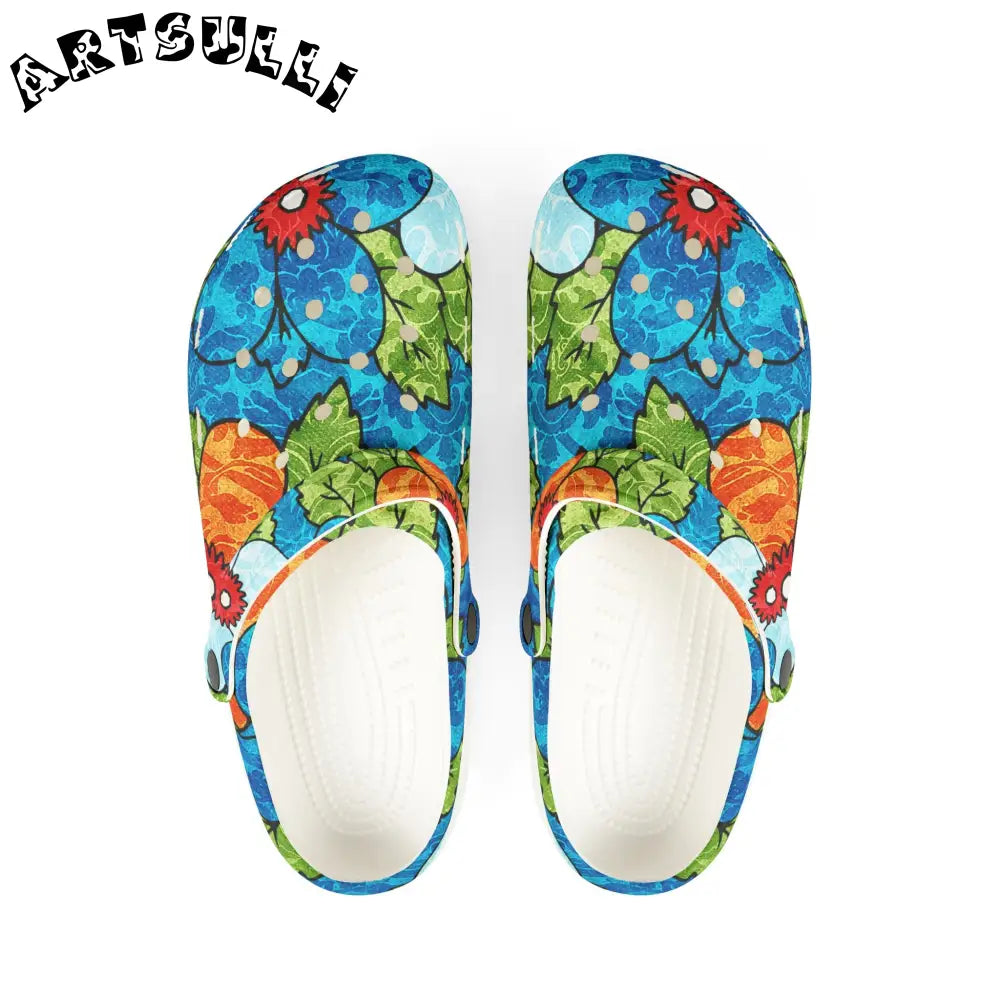 Blue Orange Groovy EVA Foam Rubber Shoes (AOP), Artsulli - Art is Long, Life is Short, Shoes, Size, US 6 (Women's), Color, White, , , 19641795826369142383