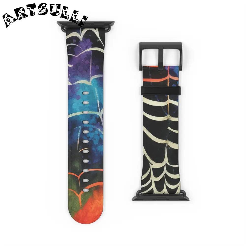 JAKKOUTTHEBXX Colorful Spider Web Faux Leather Watch Band 2025