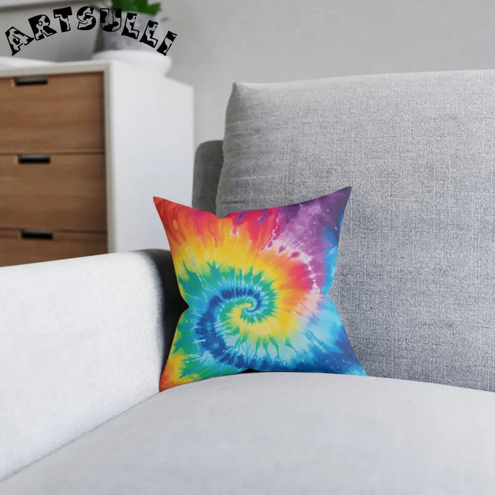 JAKKOUTTHEBXX Rainbow Tie Dye Faux Suede Pillow 2025