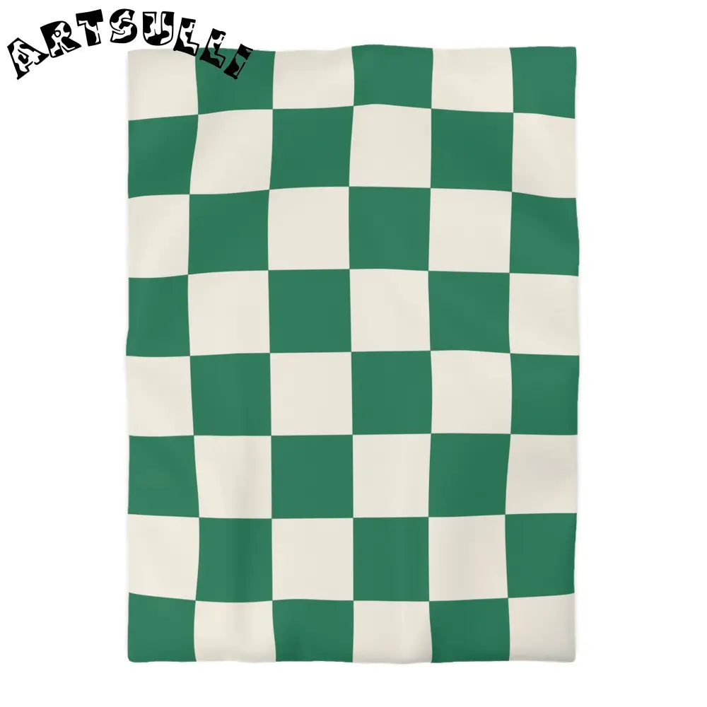 JAKKOUTTHEBXX Checkerboard Dark Green Microfiber Duvet Cover