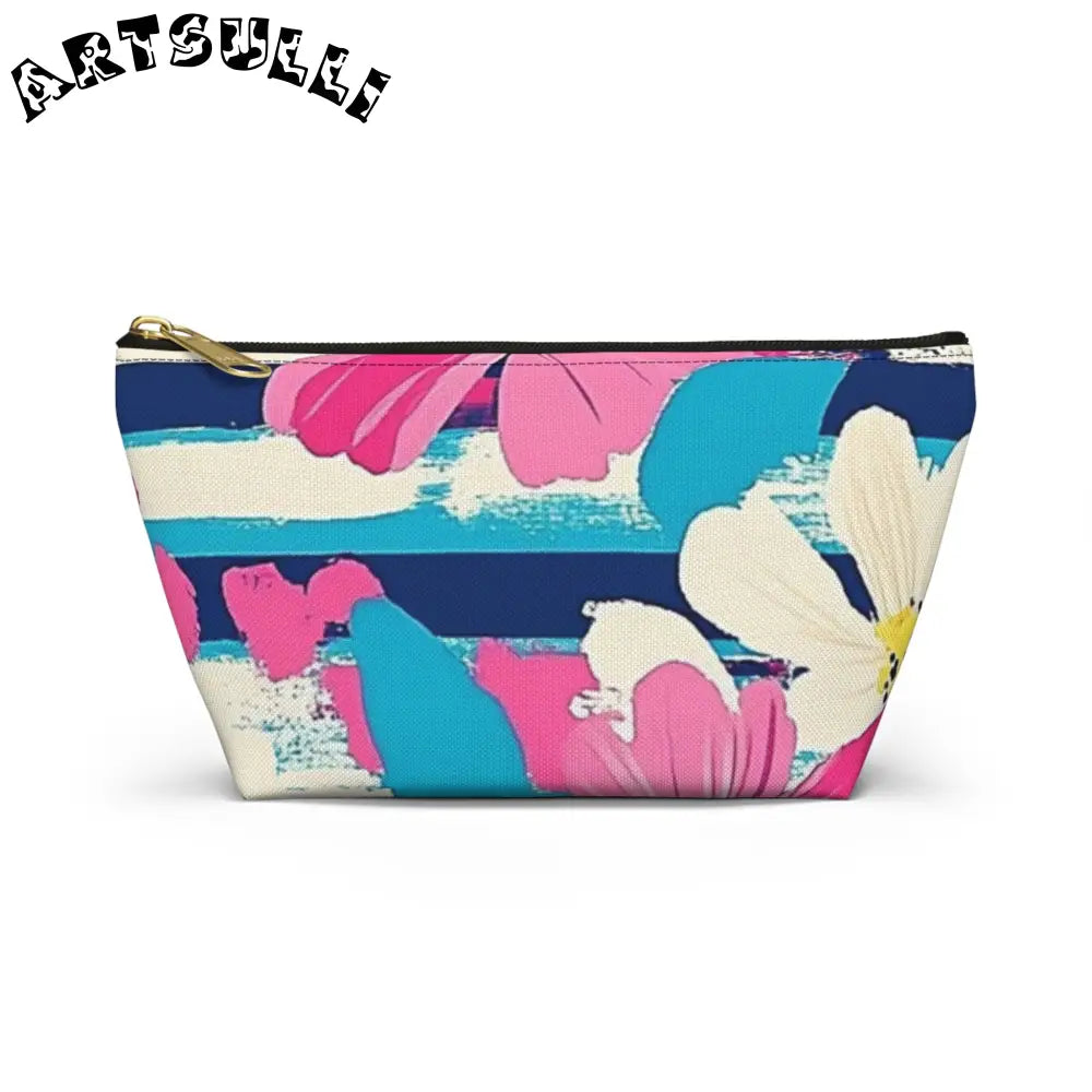 JAKKOUTTHEBXX Dayglo Floral Stripes Multi-Color Accessory Pouch w