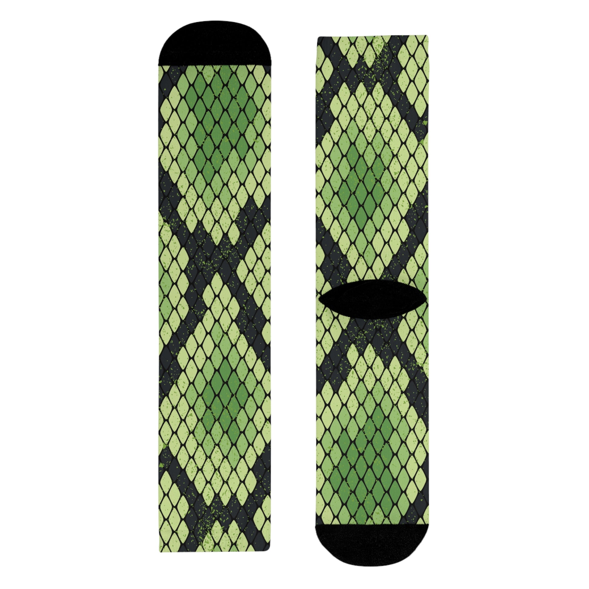 Snake Skin Green and Black Sublimation Crew Socks (EU), Artsulli - Art is Long, Life is Short, All Over Prints, , , , , , , 