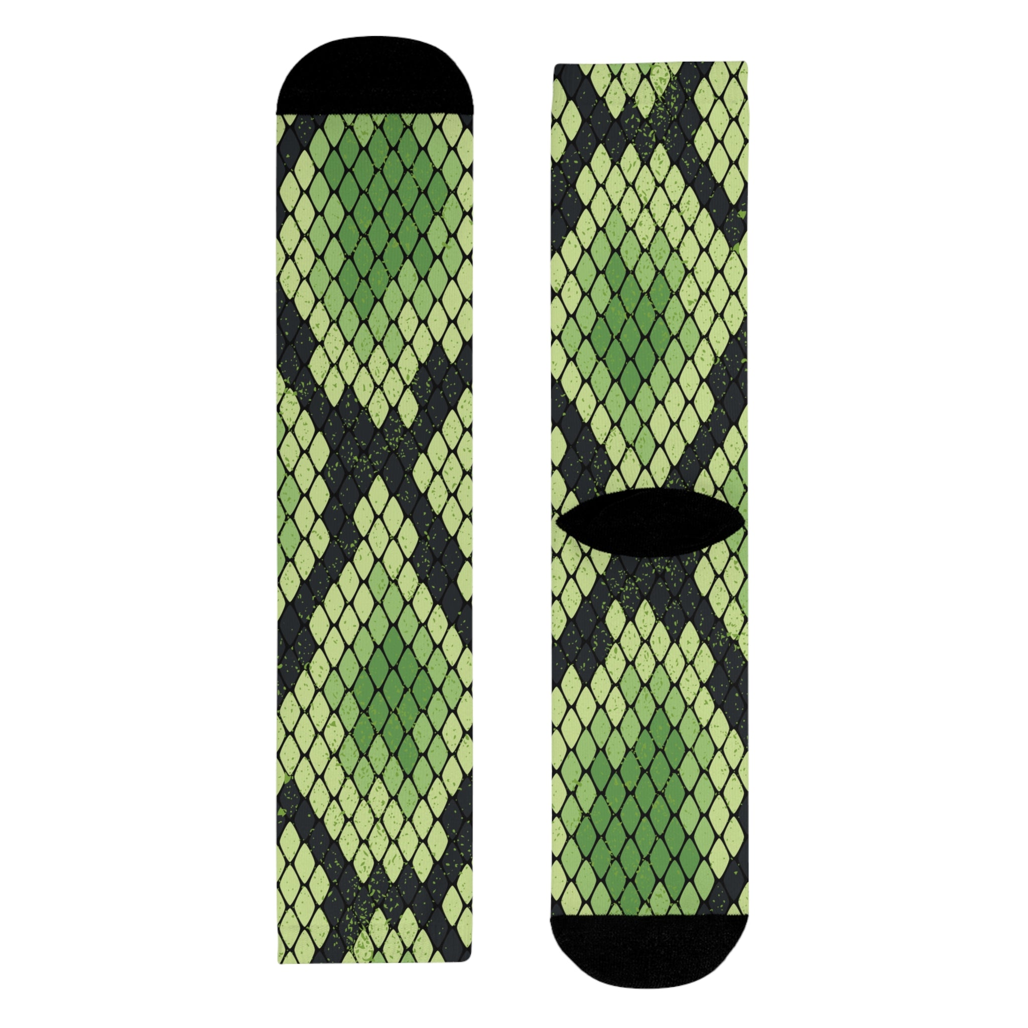 Snake Skin Green and Black Sublimation Crew Socks (EU), Artsulli - Art is Long, Life is Short, All Over Prints, , , , , , , 