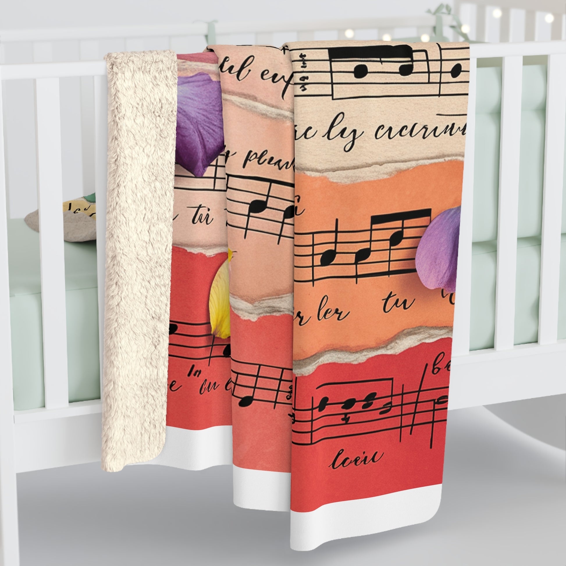 Torn Type Beat Sheet Music Multi-Color Sherpa Fleece Blanket, Artsulli - Art is Long, Life is Short, Home Decor, , , , , , , 