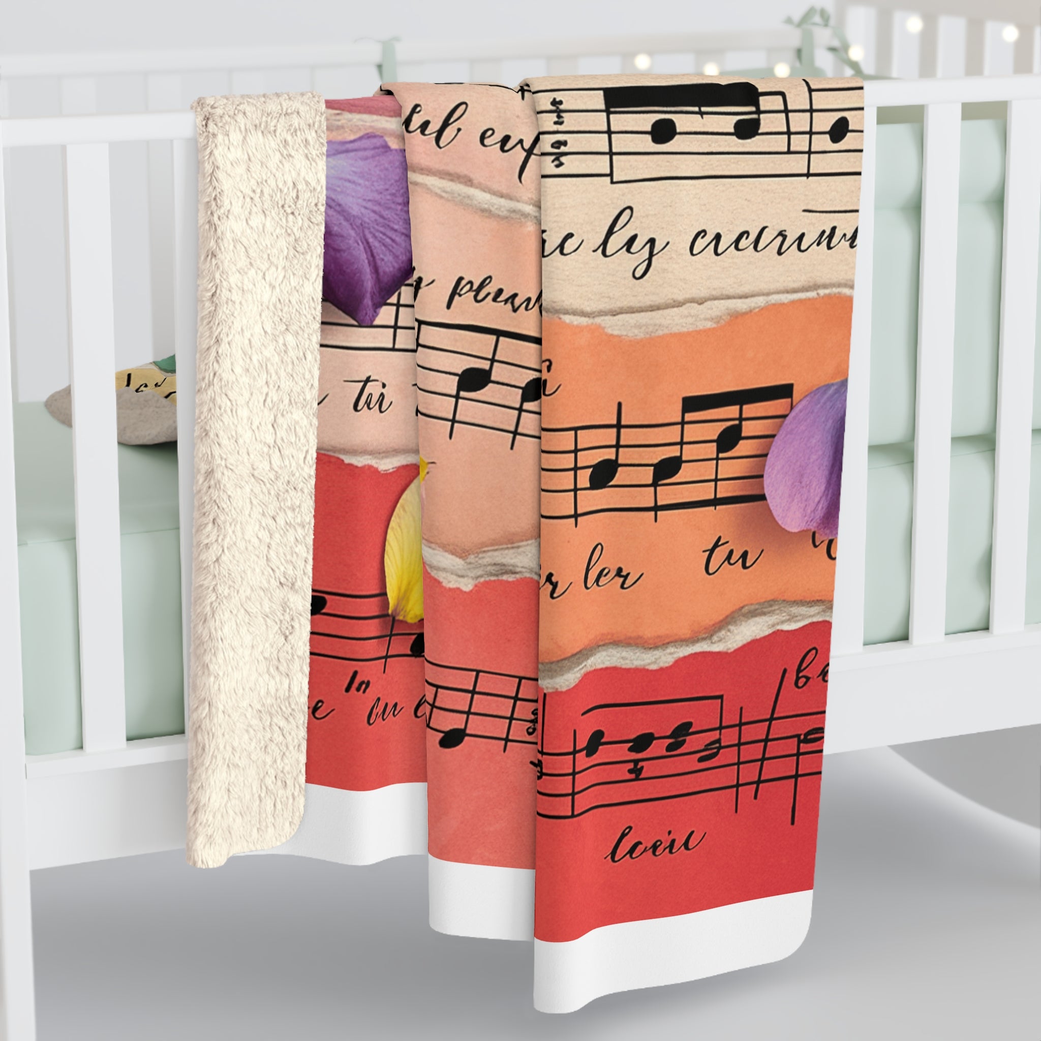 Torn Type Beat Sheet Music Multi-Color Sherpa Fleece Blanket, Artsulli - Art is Long, Life is Short, Home Decor, , , , , , , 