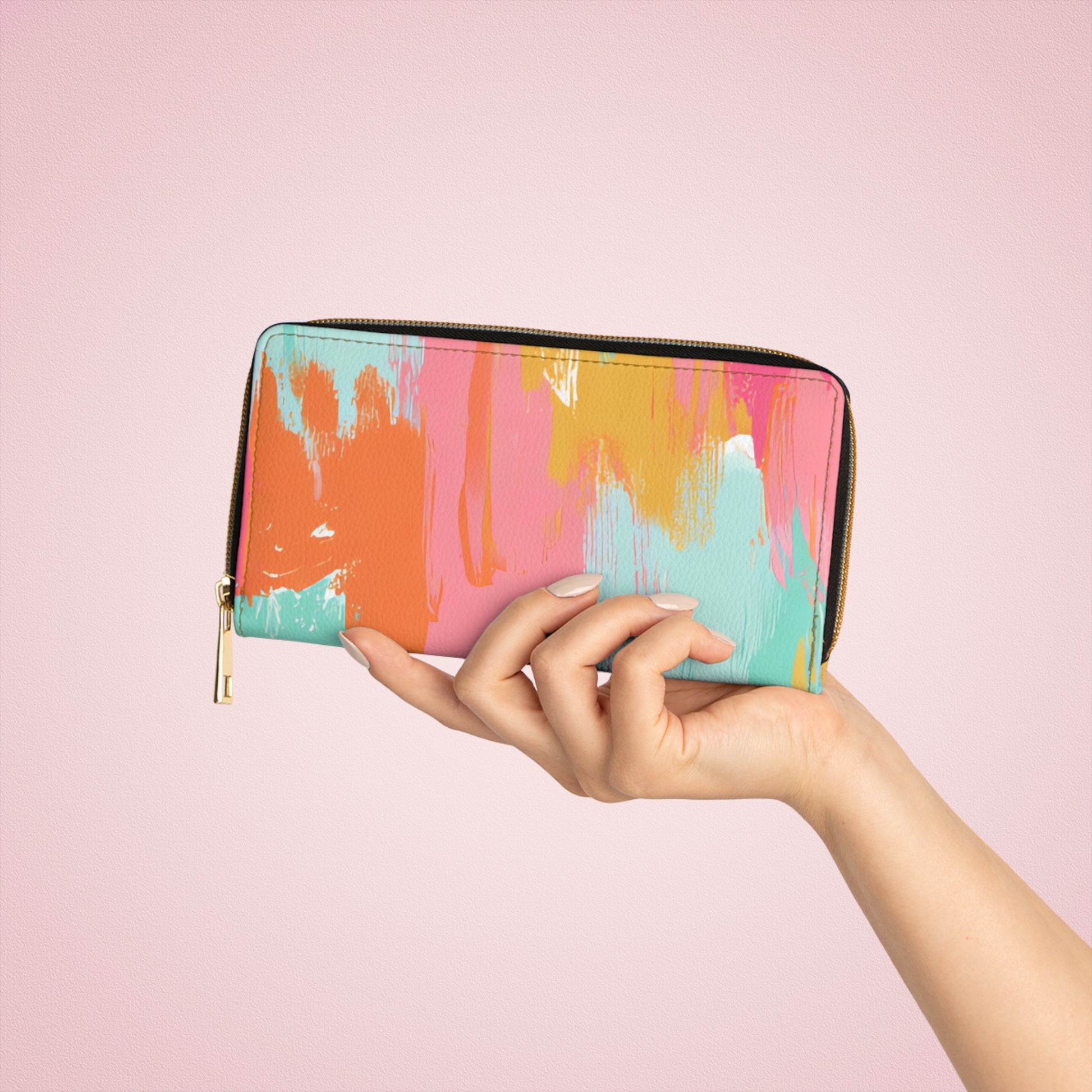 Preppy Pixel Bloom Zipper Wallet, Artsulli - Art is Long, Life is Short, Accessories, , , , , , , 