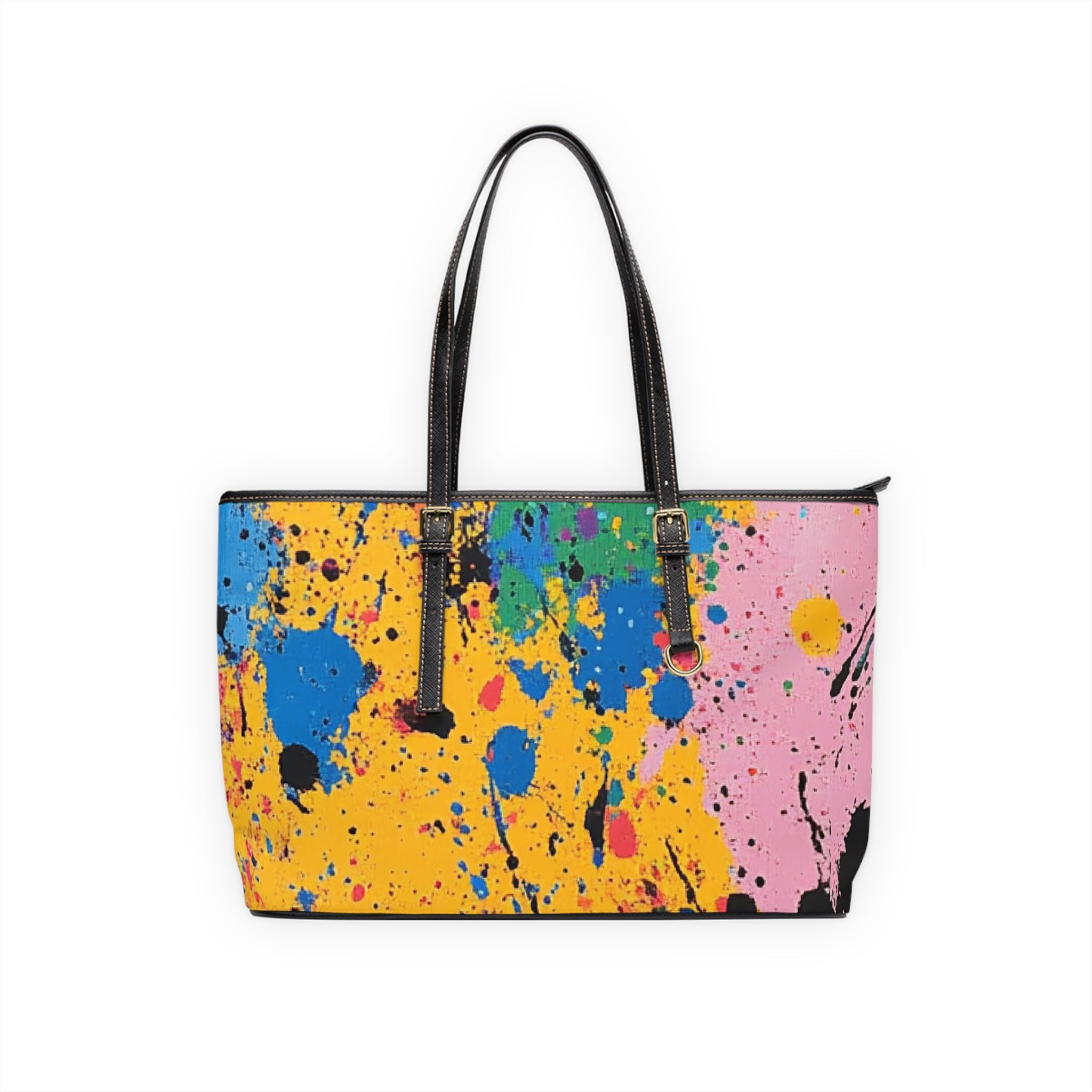 The Colors Of Paint Splatter PU Leather Shoulder Bag, Artsulli - Art is Long, Life is Short, Bags, Size, 17" x 11", Color, Black, , , 12616798828271