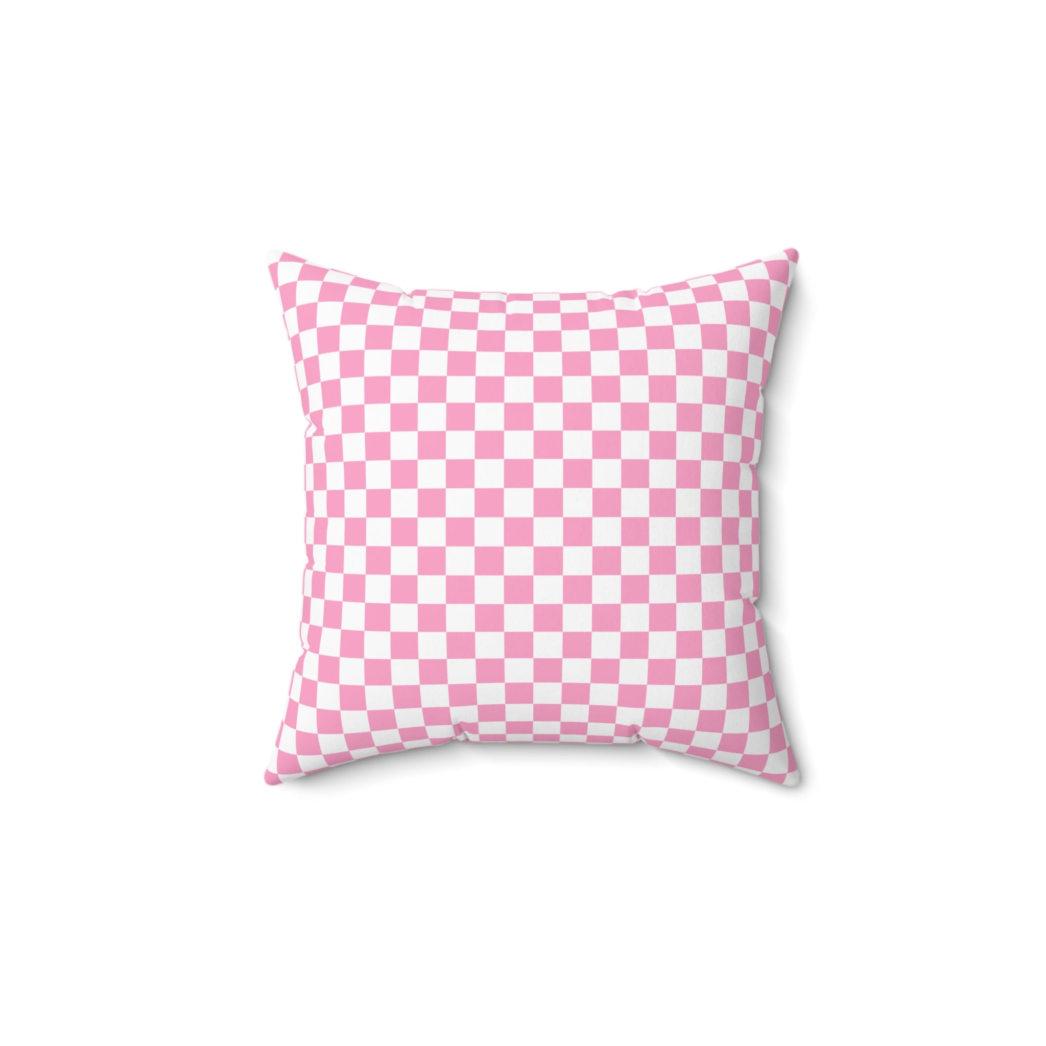 Checkerboard Hot Pink and White Spun Polyester Square Pillow, Artsulli - Art is Long, Life is Short, Home Decor, Size, 14" × 14", , , , , 25848912124736506195