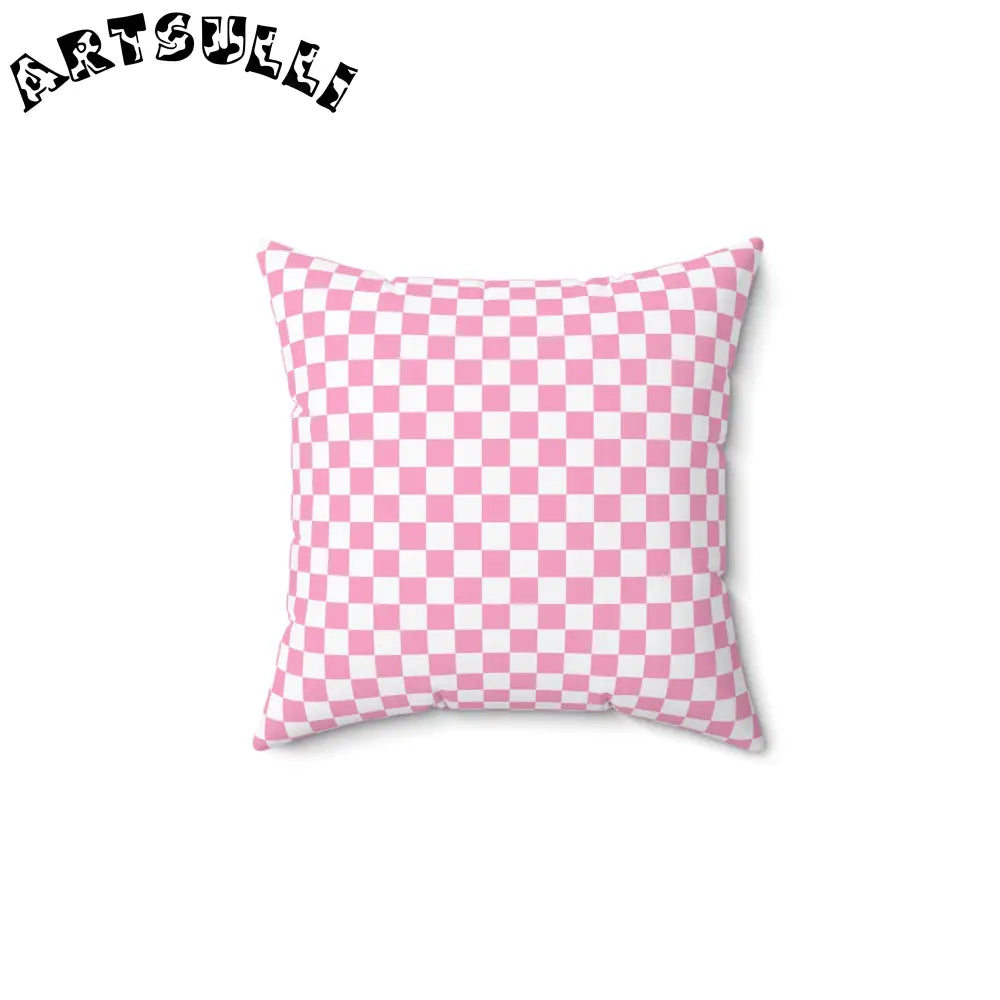 JAKKOUTTHEBXX Checkerboard Hot Pink and White Spun Polyester Square