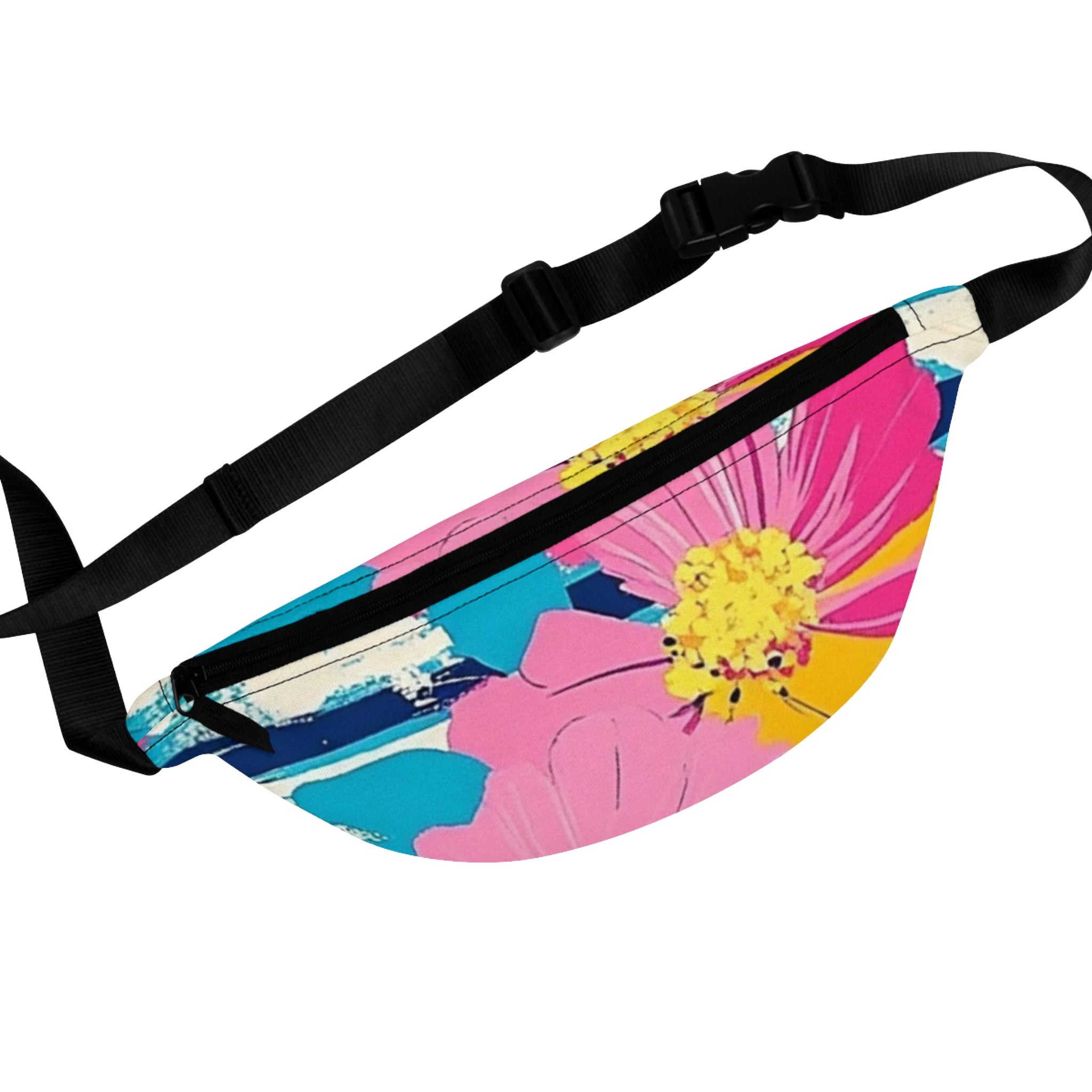 Dayglo Floral Stripes Multi-Color Fanny Pack, Artsulli - Art is Long, Life is Short, Bags, Size, One size, , , , , 38576695319885