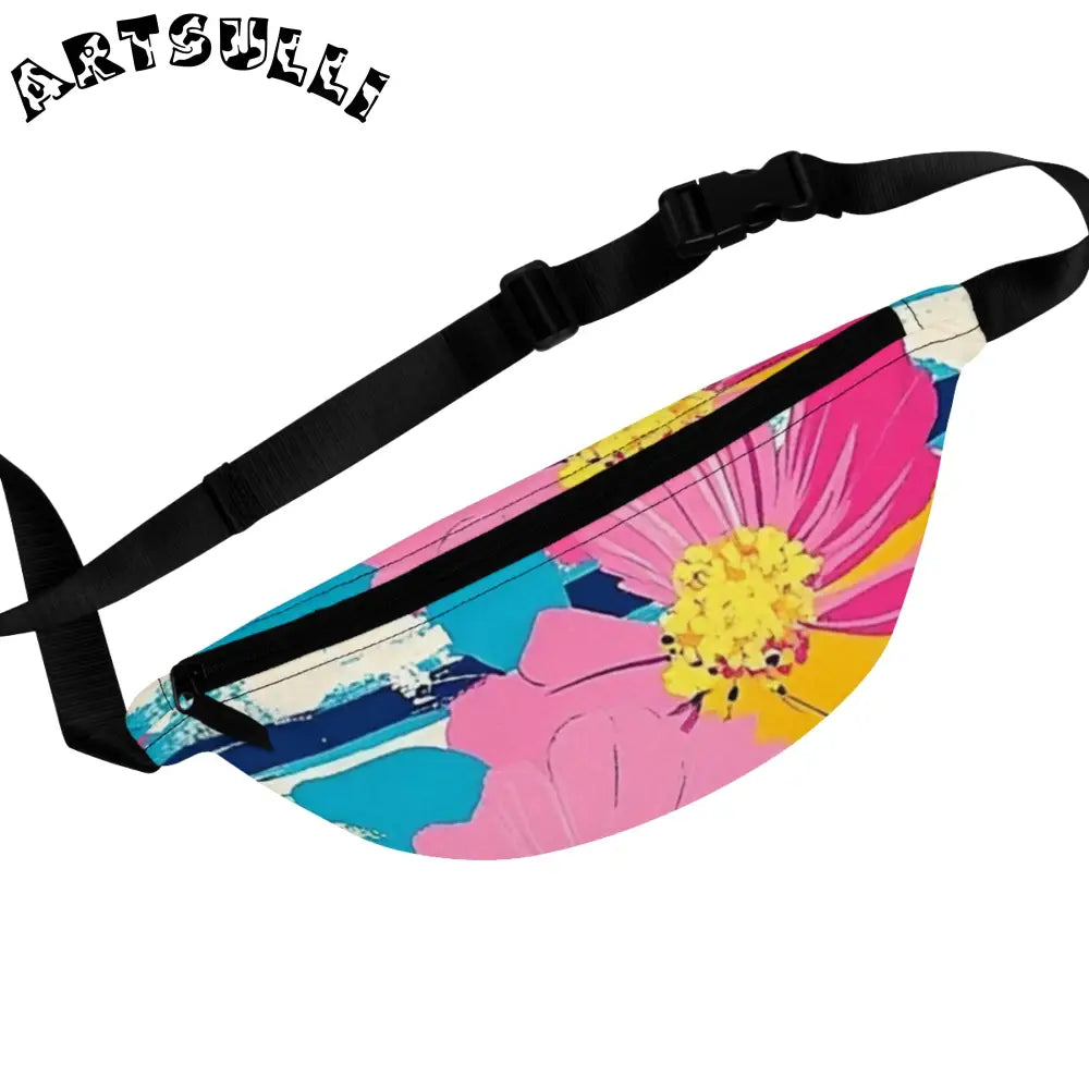 JAKKOUTTHEBXX Dayglo Floral Stripes Multi-Color Fanny Pack