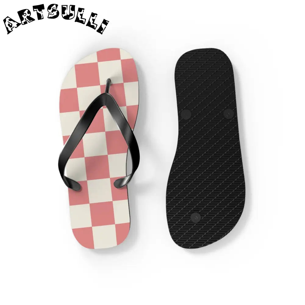 JAKKOUTTHEBXX Retro Checkered Grassland Sprites Flip Flops