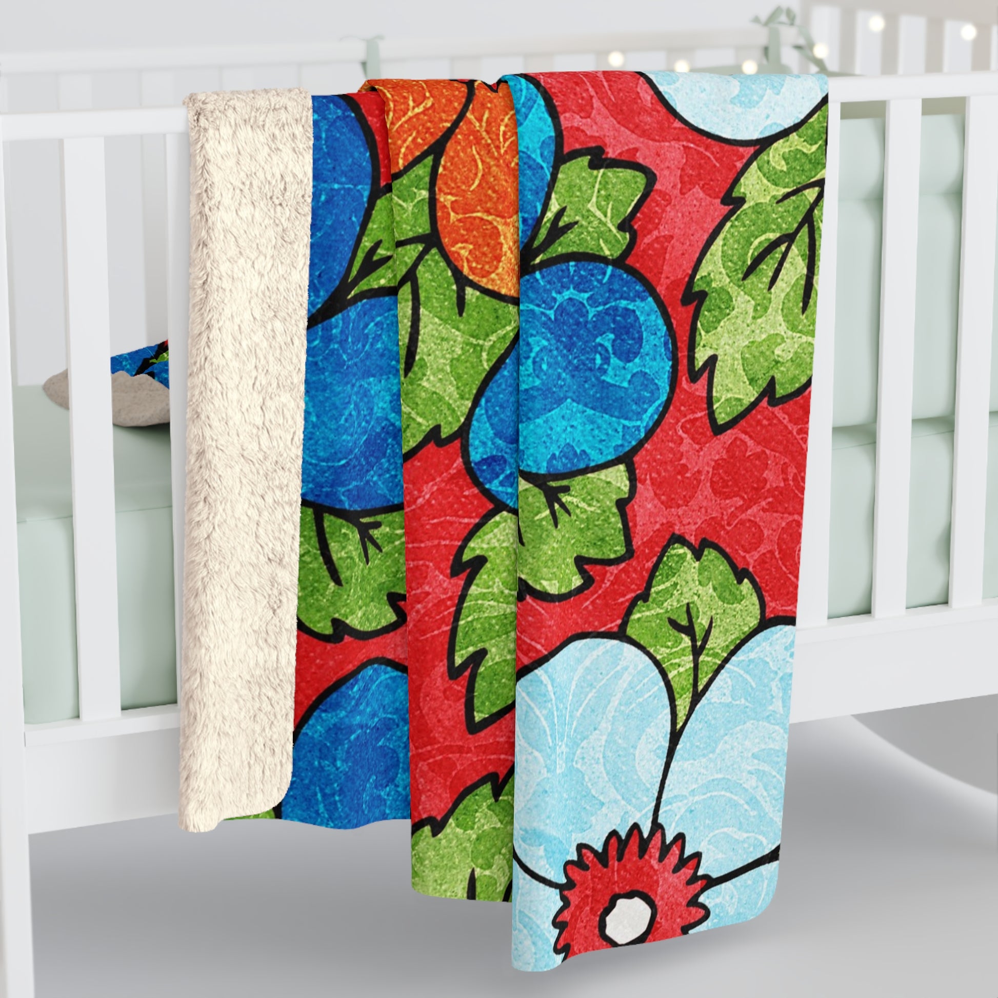 Groovy Red Floral Kl Sherpa Fleece Blanket, Artsulli - Art is Long, Life is Short, Home Decor, , , , , , , 