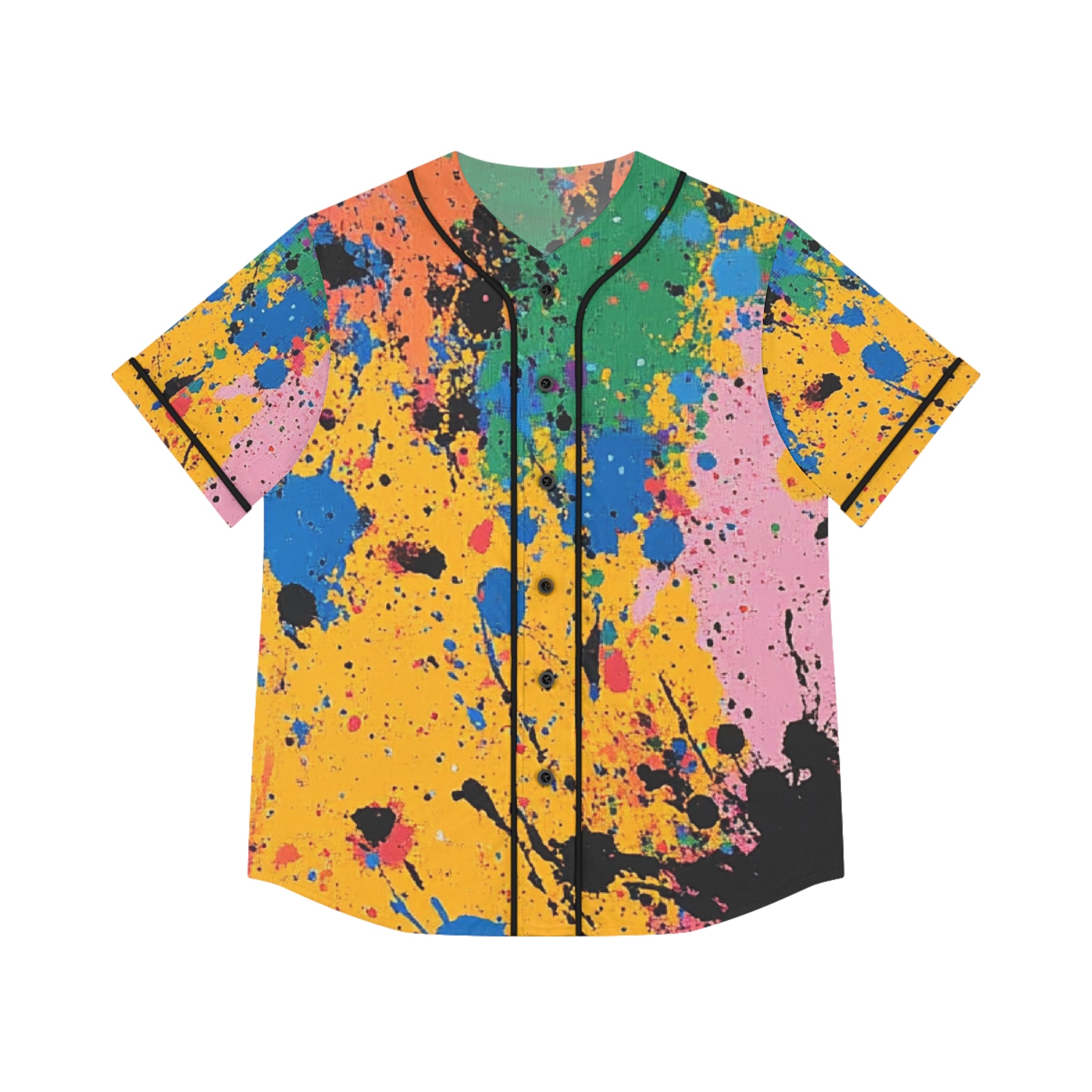 The Colors Of Paint Splatter Women's Baseball Jersey (AOP), Artsulli - Art is Long, Life is Short, All Over Prints, Size, XS, Color, Black, , , 12687990977091