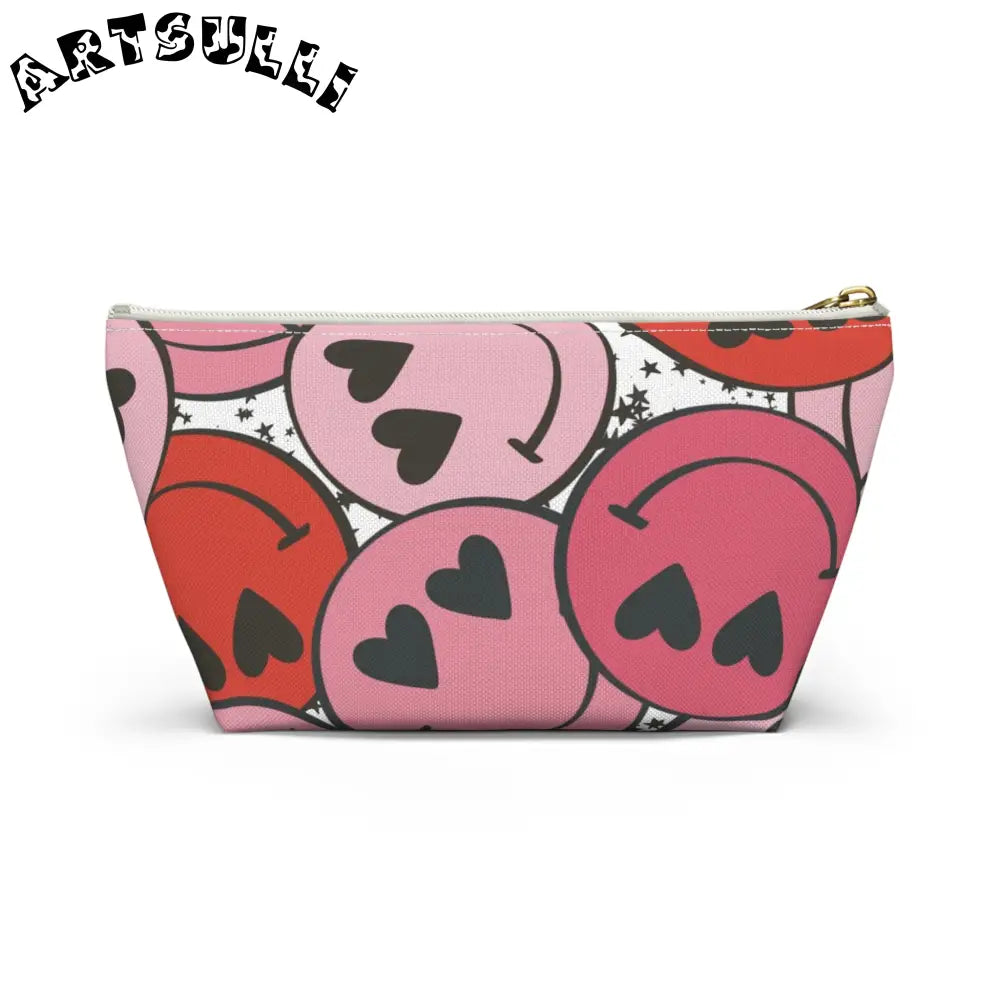 JAKKOUTTHEBXX Smiley Face x Heart Eyes Pink and Red Accessory Pouch