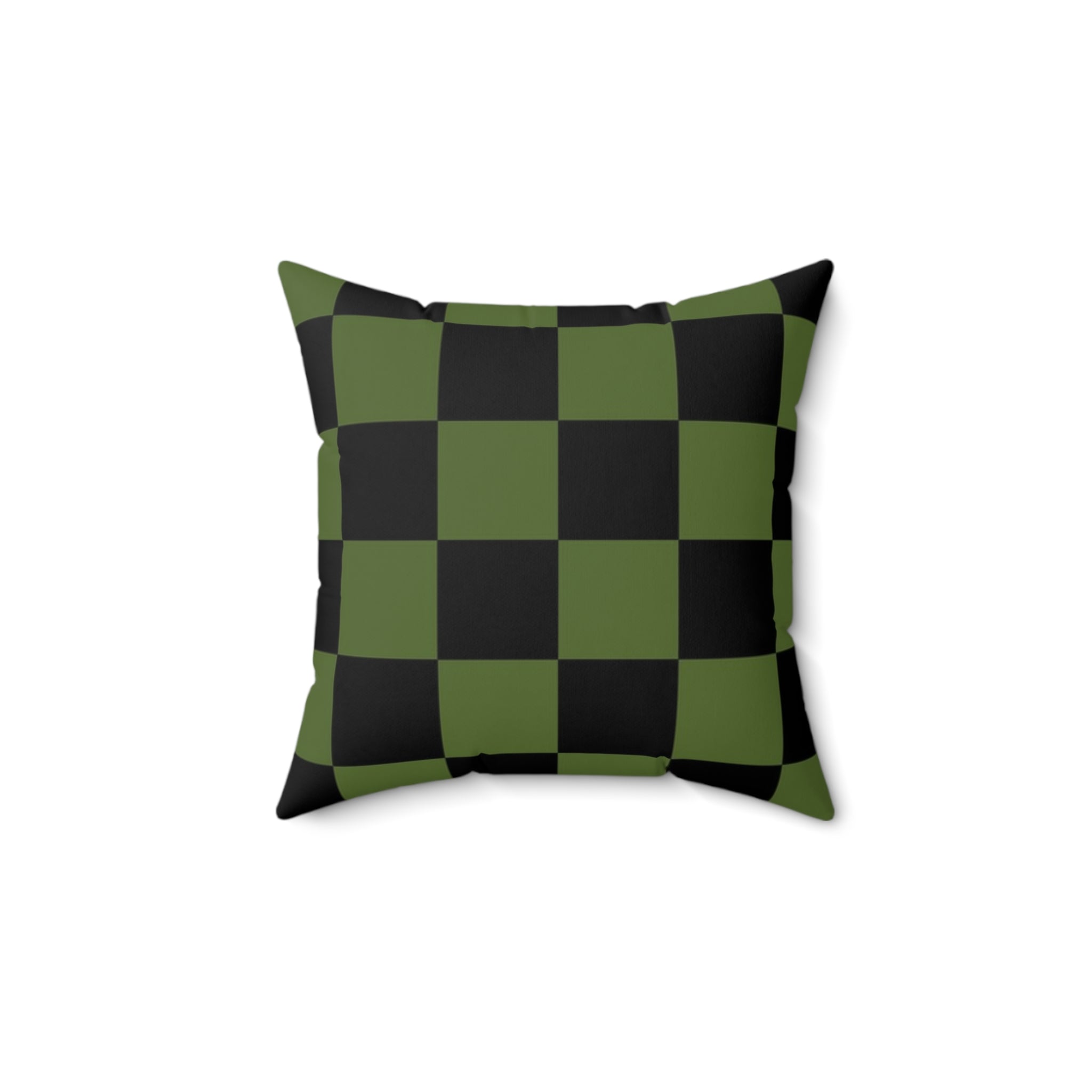 Checkerboard Olive Green and Black Spun Polyester Square Pillow, Artsulli - Art is Long, Life is Short, Home Decor, , , , , , , 