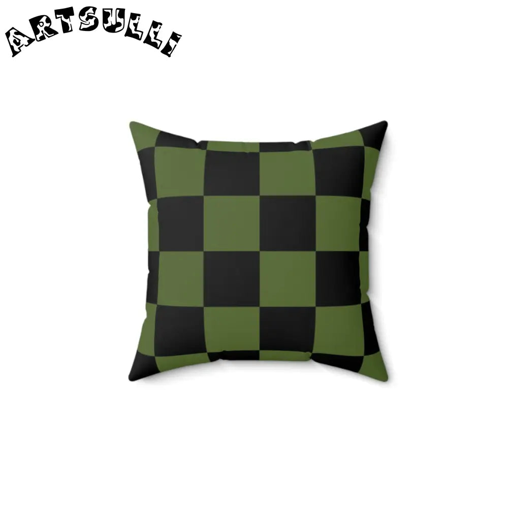 JAKKOUTTHEBXX Checkerboard Olive Green and Black Spun Polyester