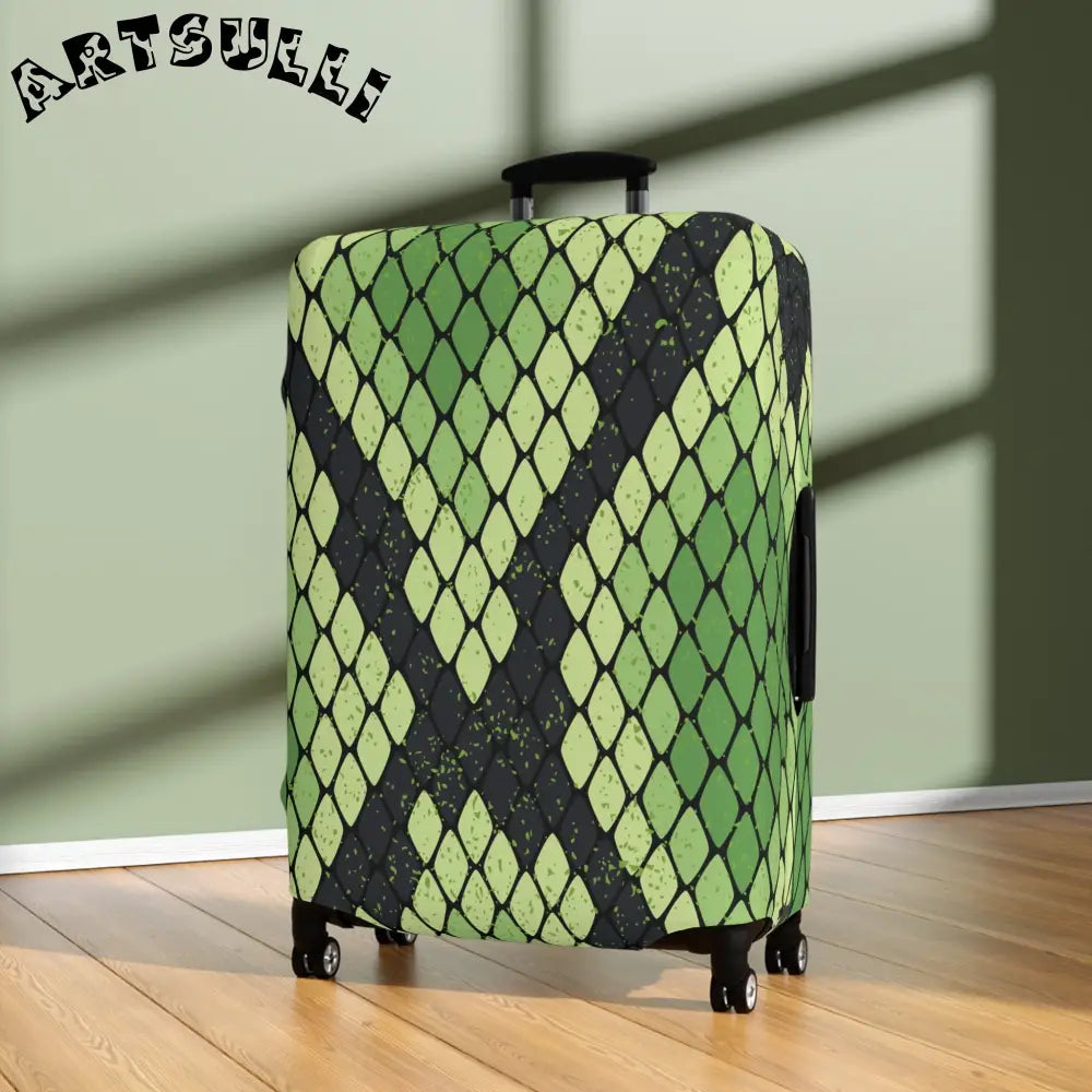 JAKKOUTTHEBXX Snake Skin Green and Black Luggage Cover JAKKOUTTHEBXX