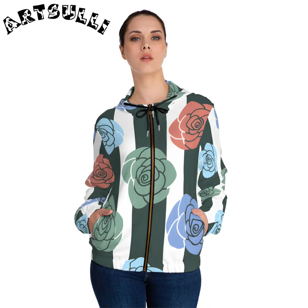 JAKKOUTTHEBXX Stripes x Roses Black and White Women’s Full-Zip