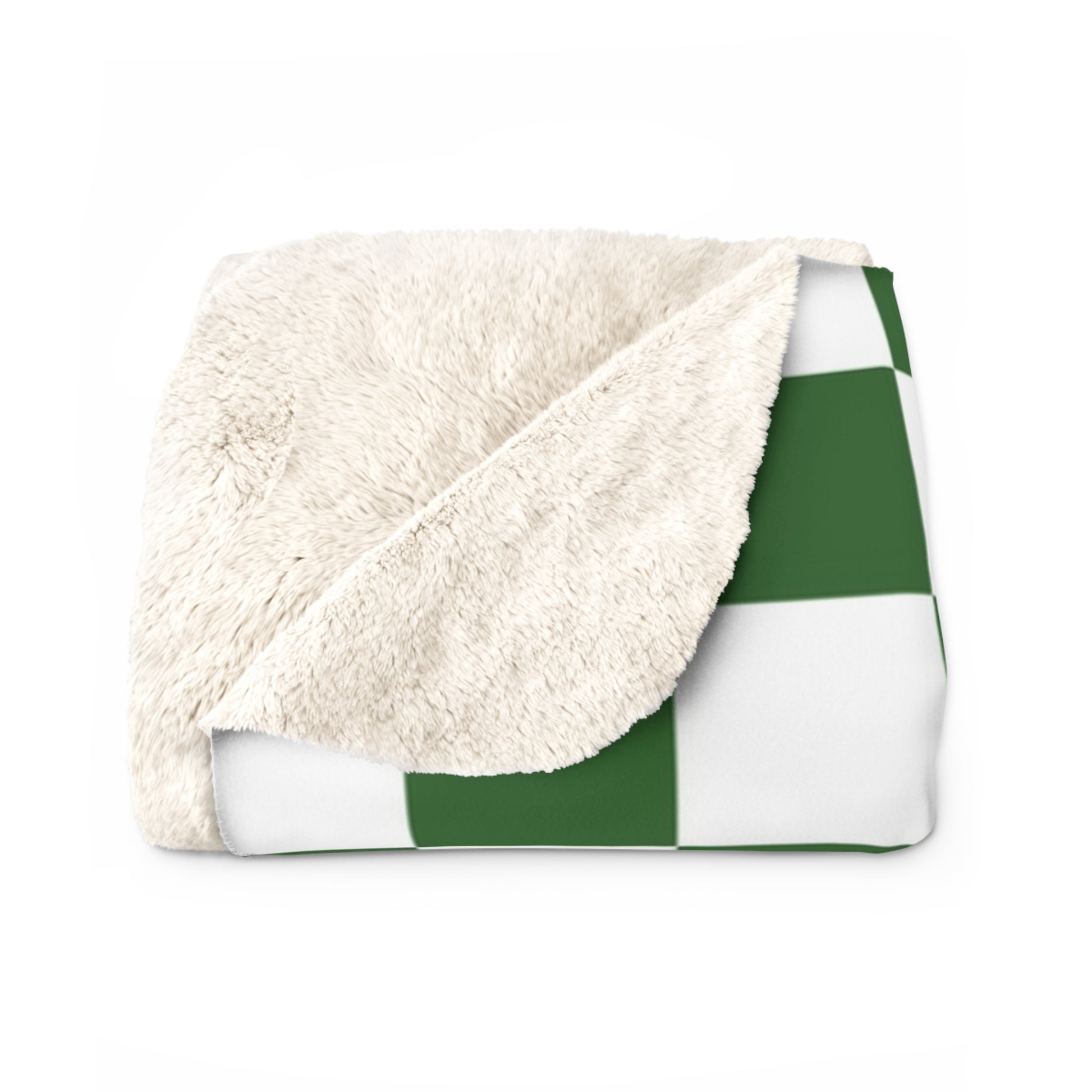 Checkerboard White and Dark Green Sherpa Fleece Blanket, Artsulli - Art is Long, Life is Short, Home Decor, , , , , , , 