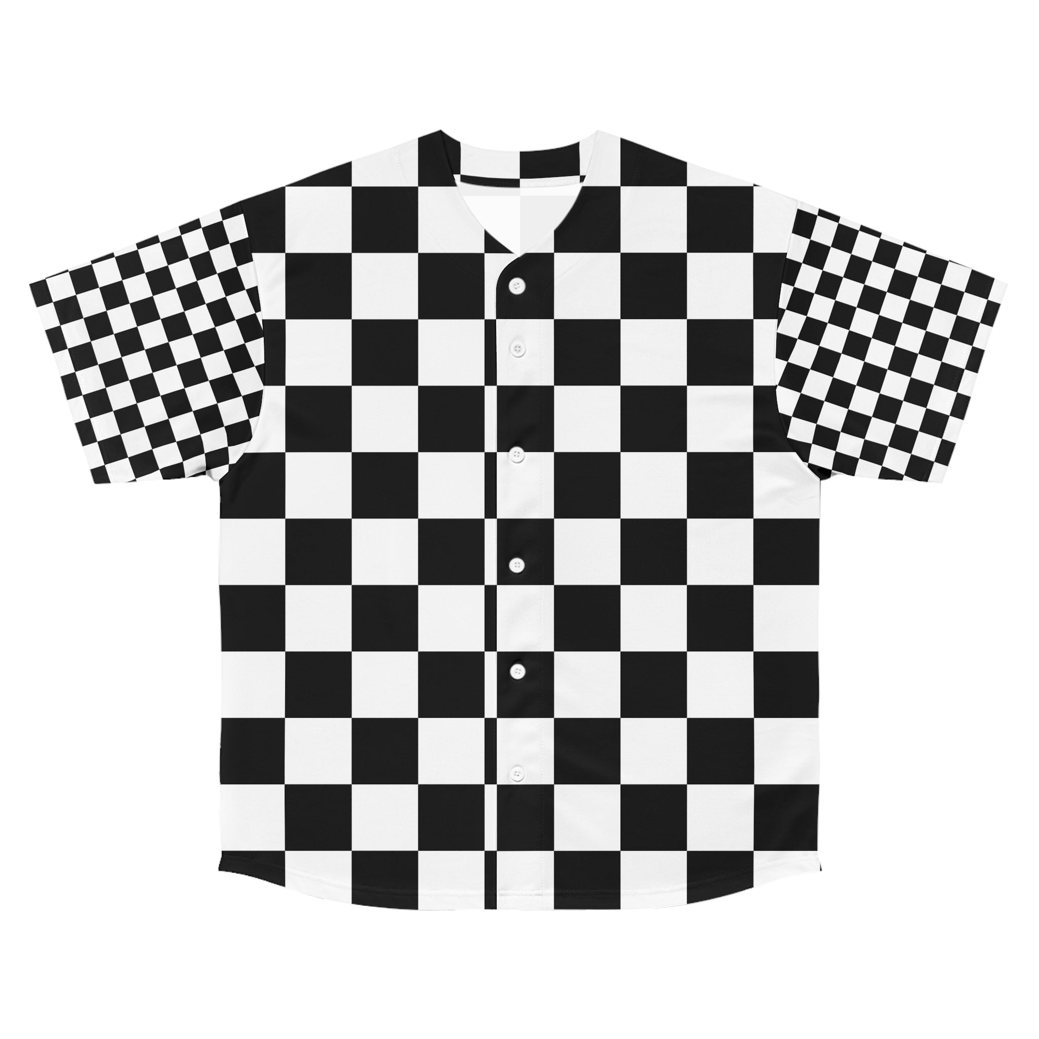 Checkerboard Black and White Men's Baseball Jersey (AOP), Artsulli - Art is Long, Life is Short, All Over Prints, Size, S, Color, Seam thread color automatically matched to design, , , 23531376442217
