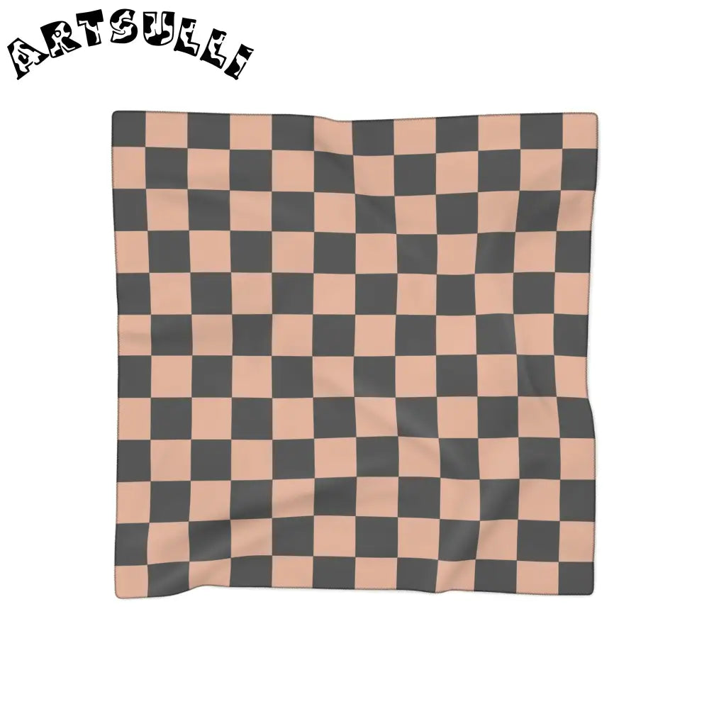 JAKKOUTTHEBXX Checkerboard Soft Orange and Black Poly Scarf