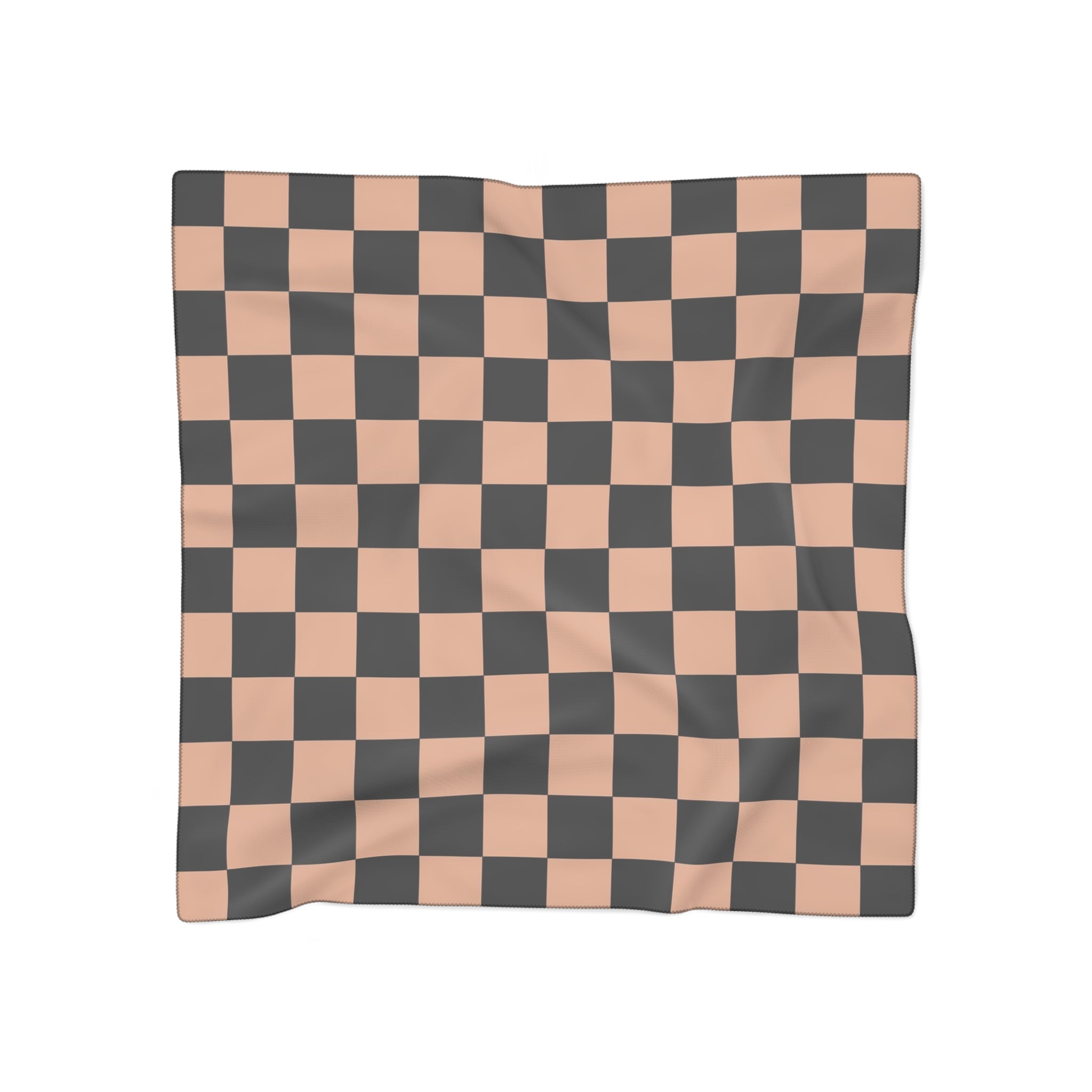 Checkerboard Soft Orange and Black Poly Scarf, Artsulli - Art is Long, Life is Short, Accessories, Color, Poly chiffon, Size, 25" × 25", , , 86346211224194459136