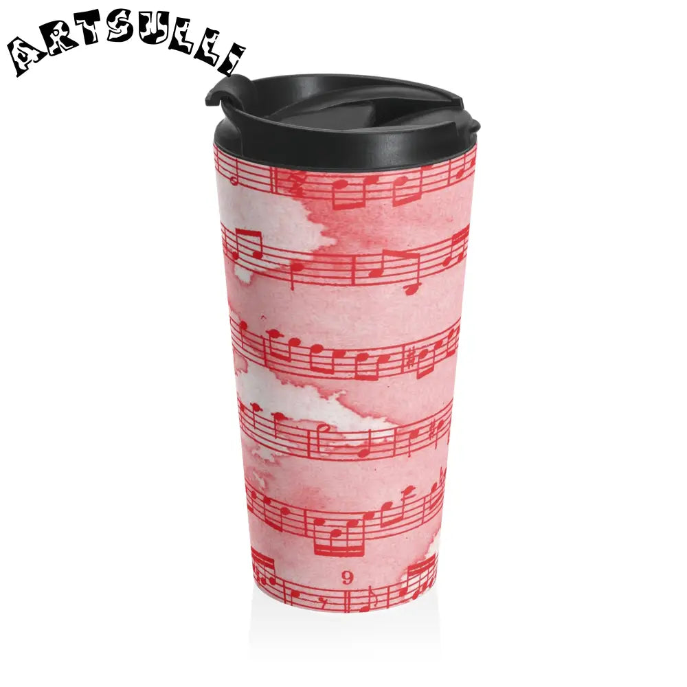 JAKKOUTTHEBXX Pink Musical Notes Stainless Steel Travel Mug 2025