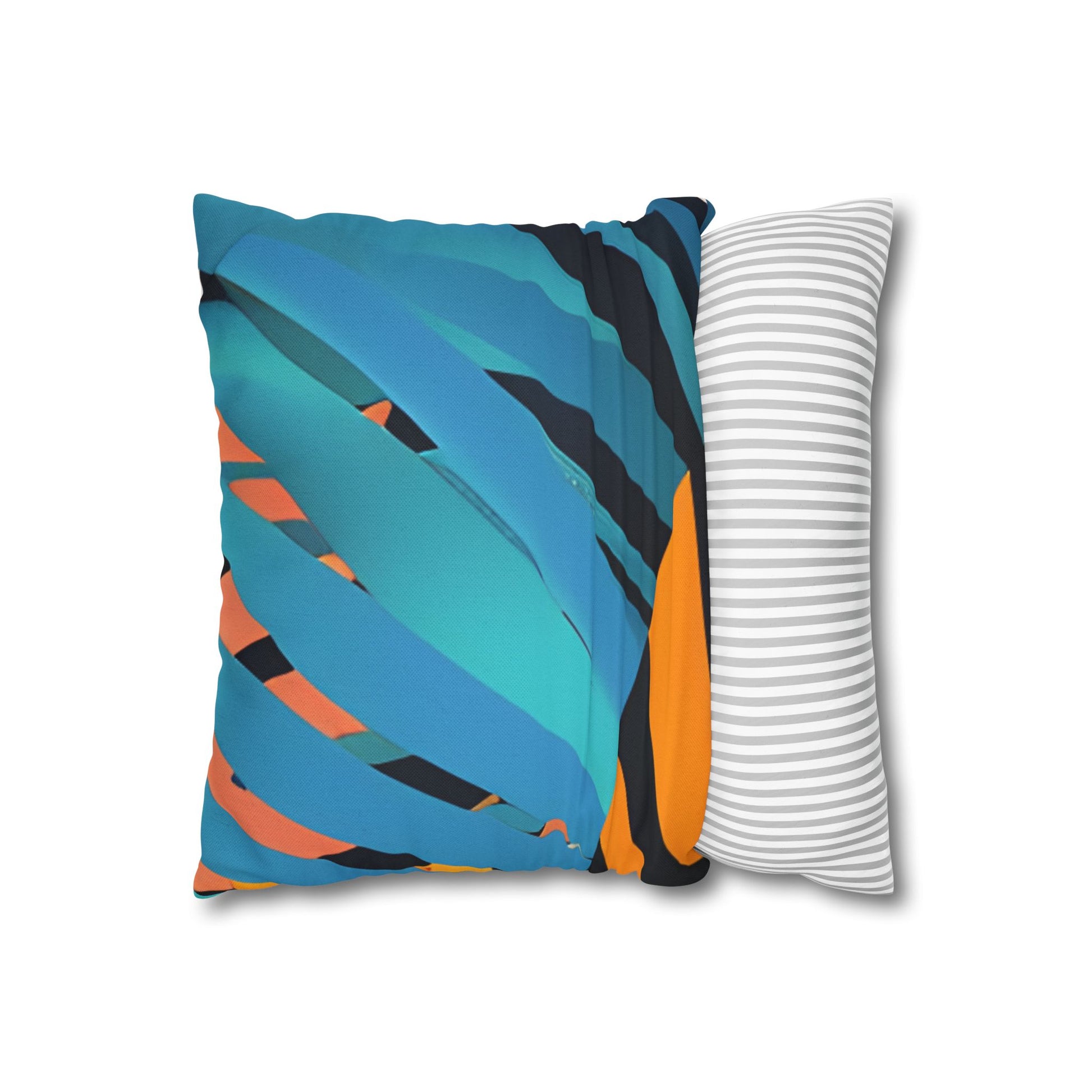 Palm Leaves x Tiger Stripes Orange and Blue Spun Polyester Square Pillowcase, Artsulli - Art is Long, Life is Short, Home Decor, , , , , , , 